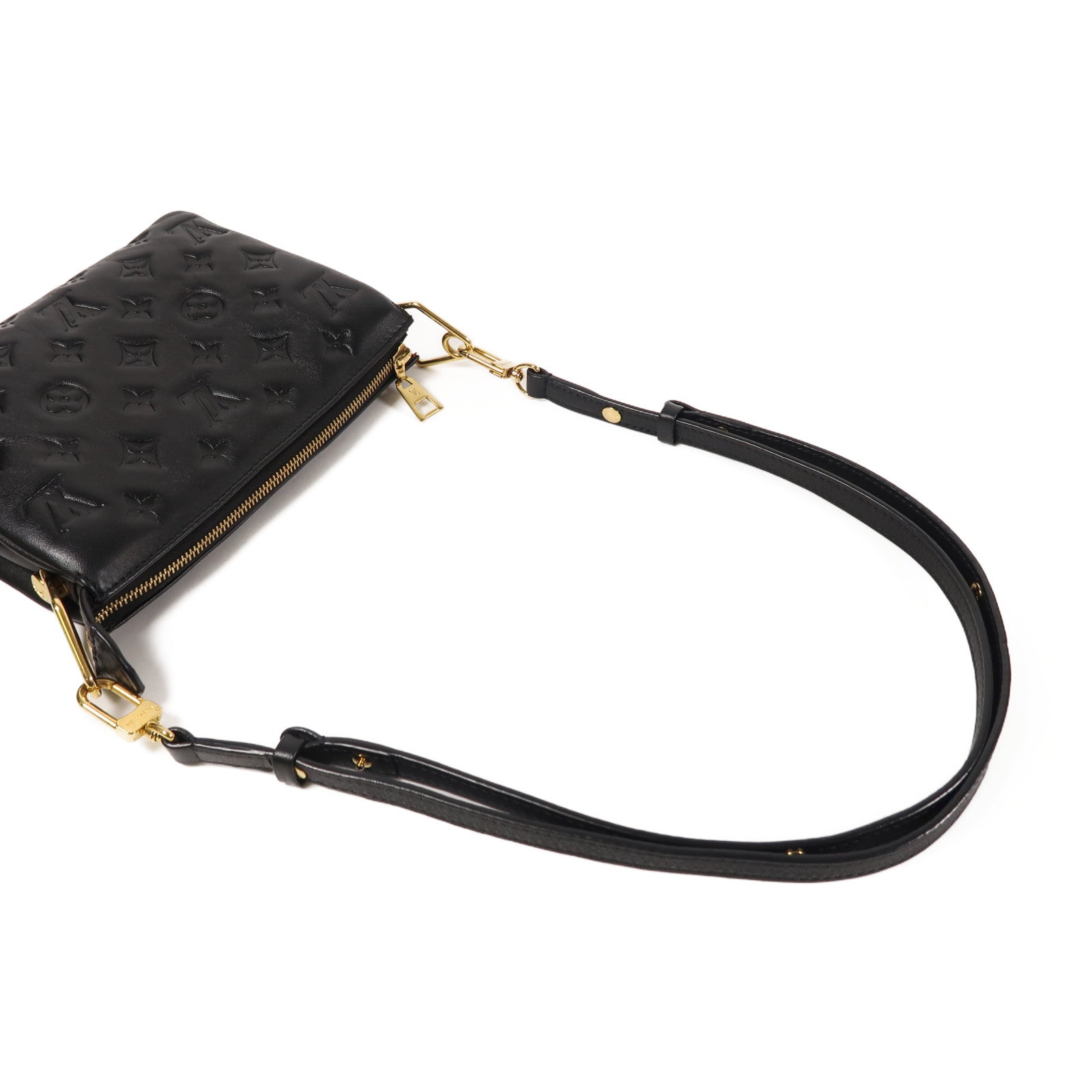 LOUIS VUITTON Monogram Embossed Coussin BB金扣鏈帶手挽肩背兩用袋