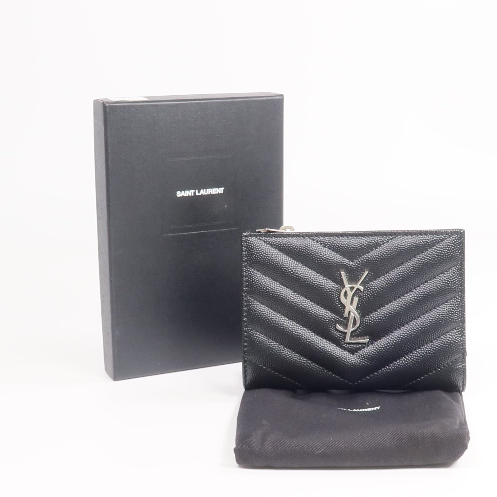 SAINT LAURENT 牛皮皮革Wallet銀扣錢包
