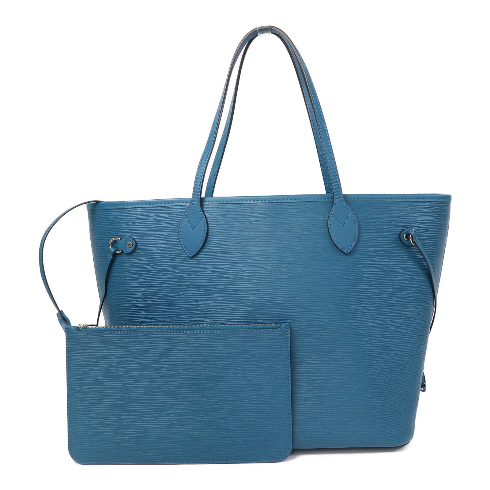 LOUIS VUITTON Epi Neverfull MM銀扣肩背袋湖水綠色