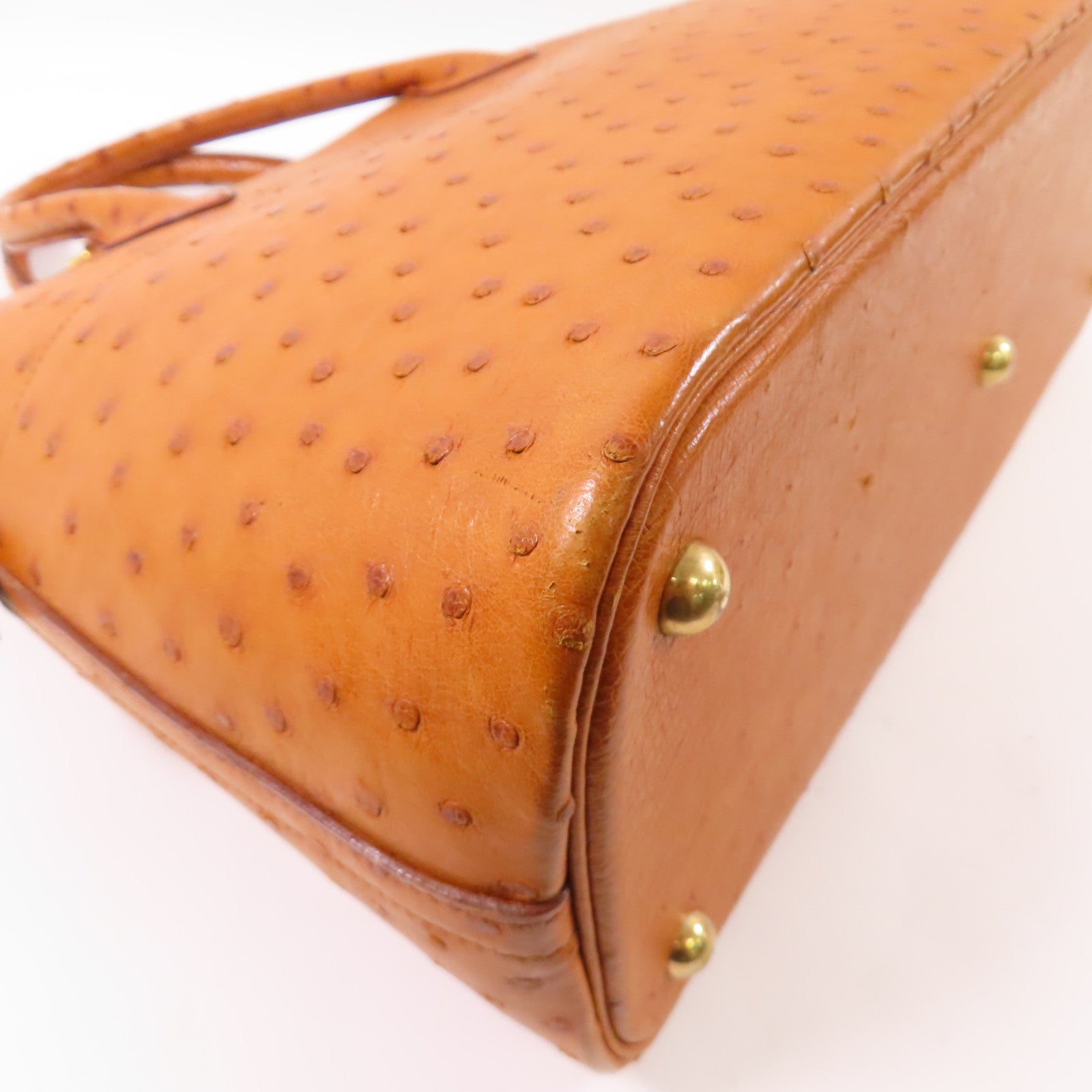 HERMES 鴕鳥皮革Bolide 35金扣手挽肩背兩用袋Gold