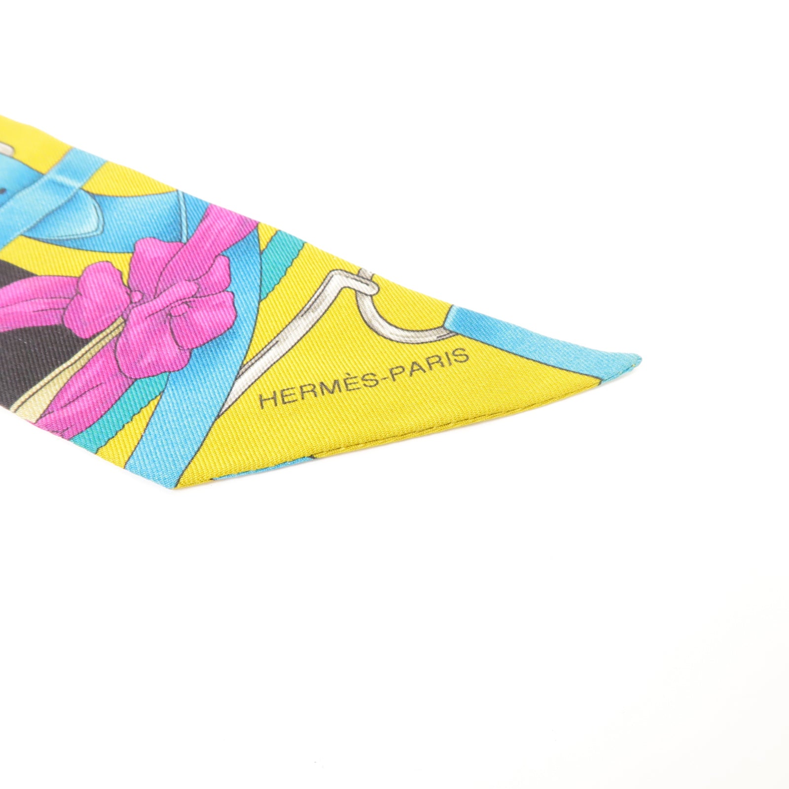 HERMES 【激減優惠】絲質Twilly絲巾淺藍色/黃色/粉紅色