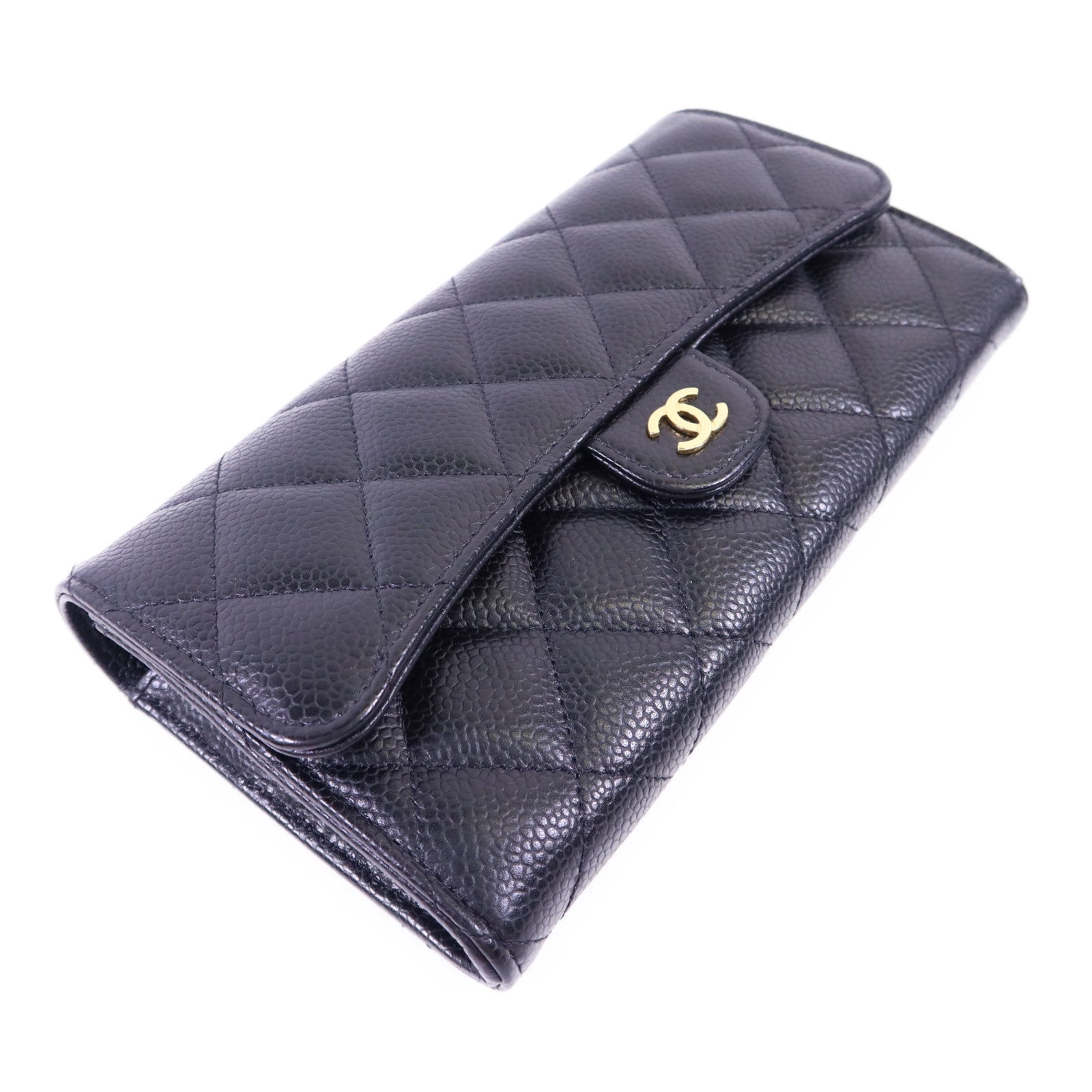 CHANEL 牛皮皮革Classic Long Flap Wallet金扣長錢包