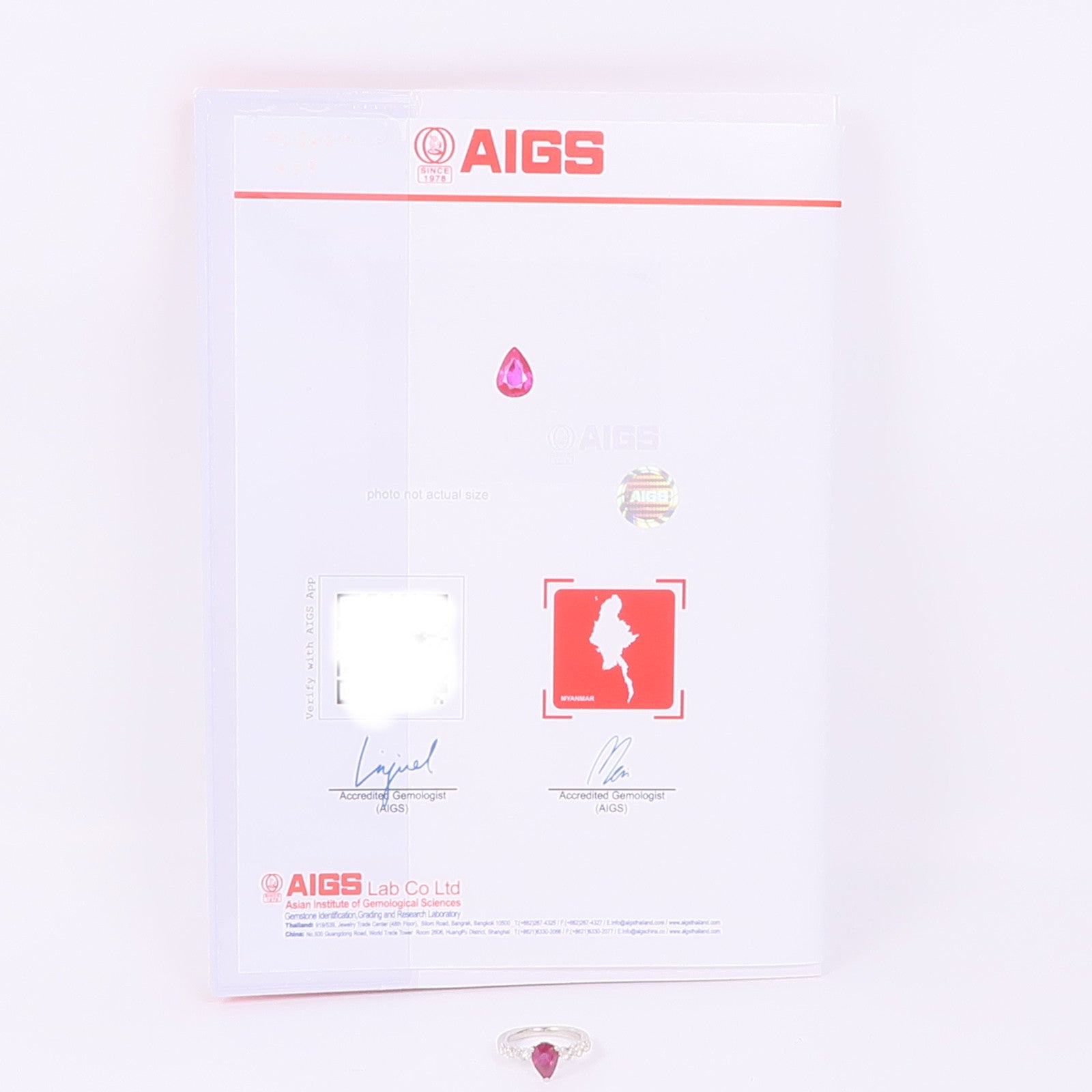 JEWELRY PT900鉑金Ruby/Diamond Ring紅寶石/鑽石戒指US#6.5