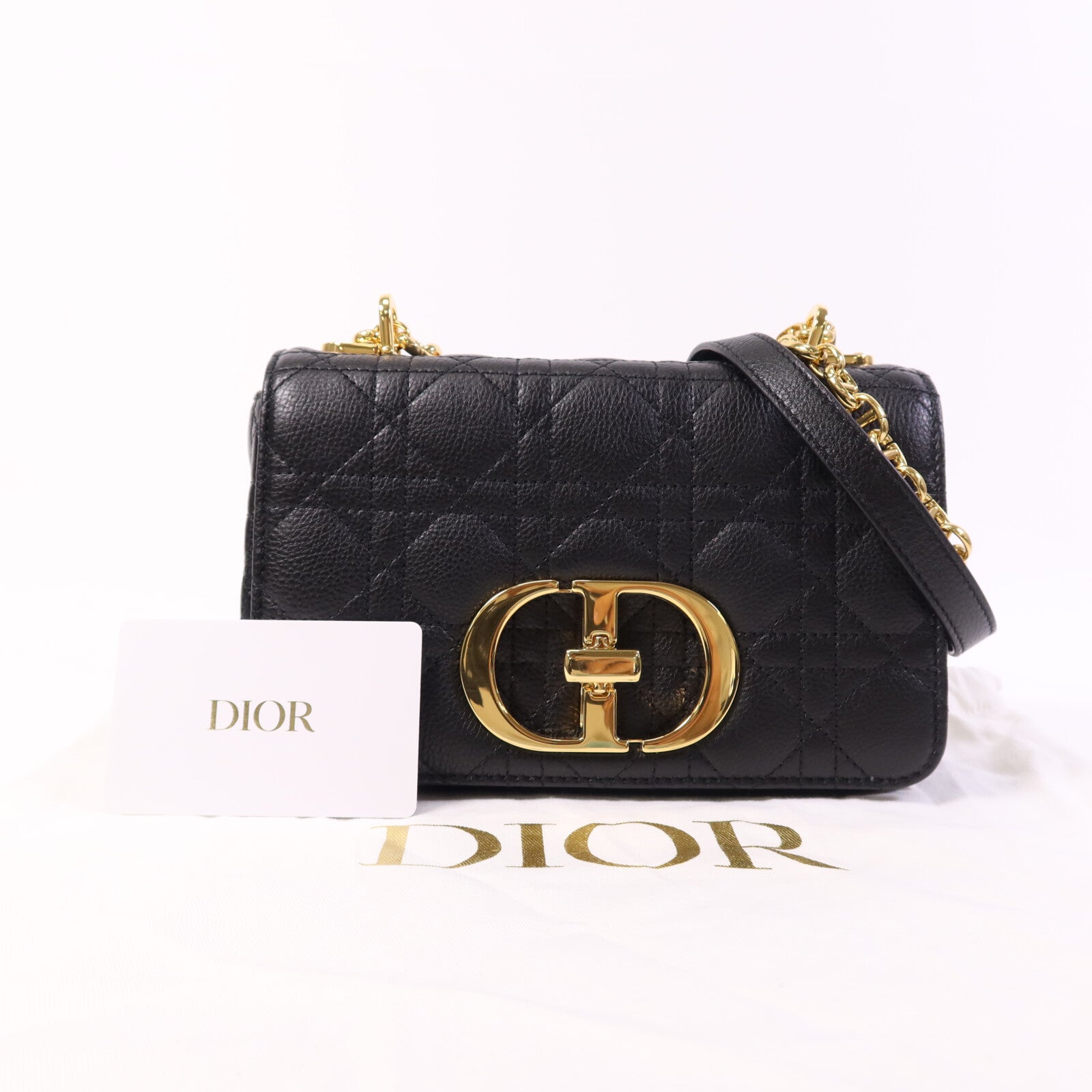 Dior 牛皮皮革Small Caro Bag金扣鏈帶肩背袋