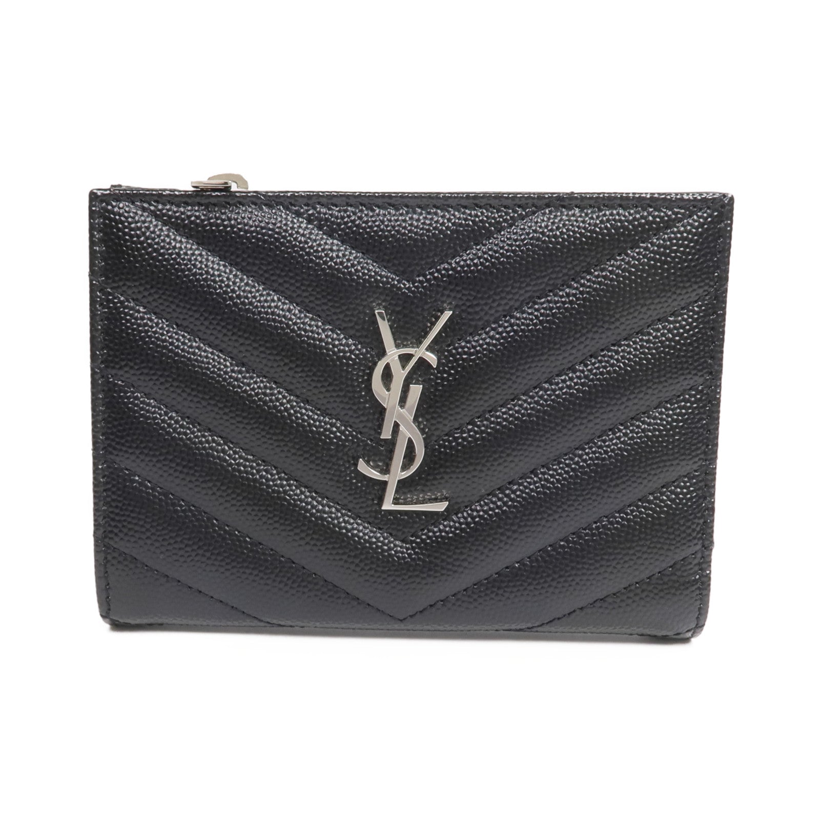 SAINT LAURENT 牛皮皮革Wallet銀扣錢包