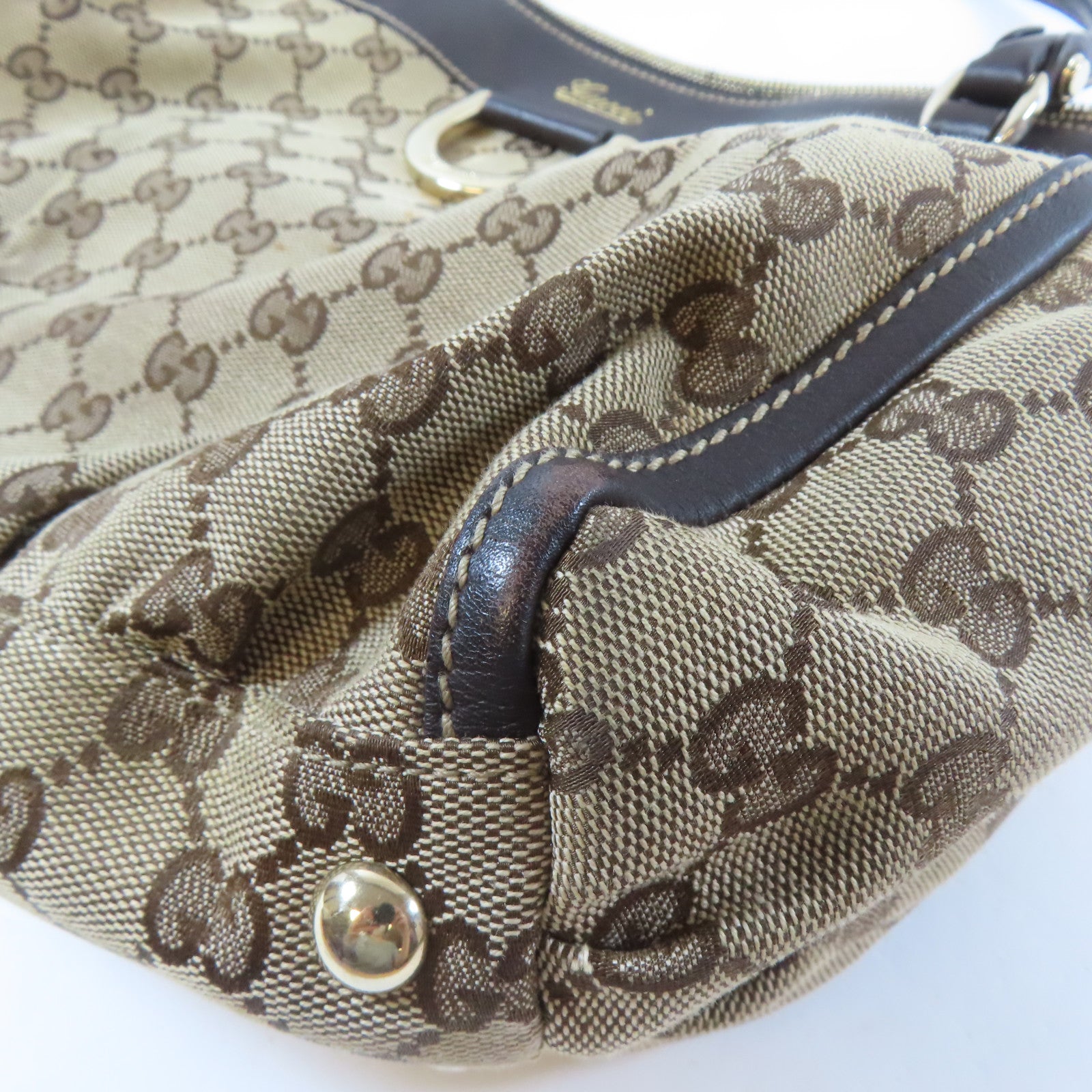 GUCCI 【激減優惠】帆布Shoulder Bag金扣肩背袋啡色