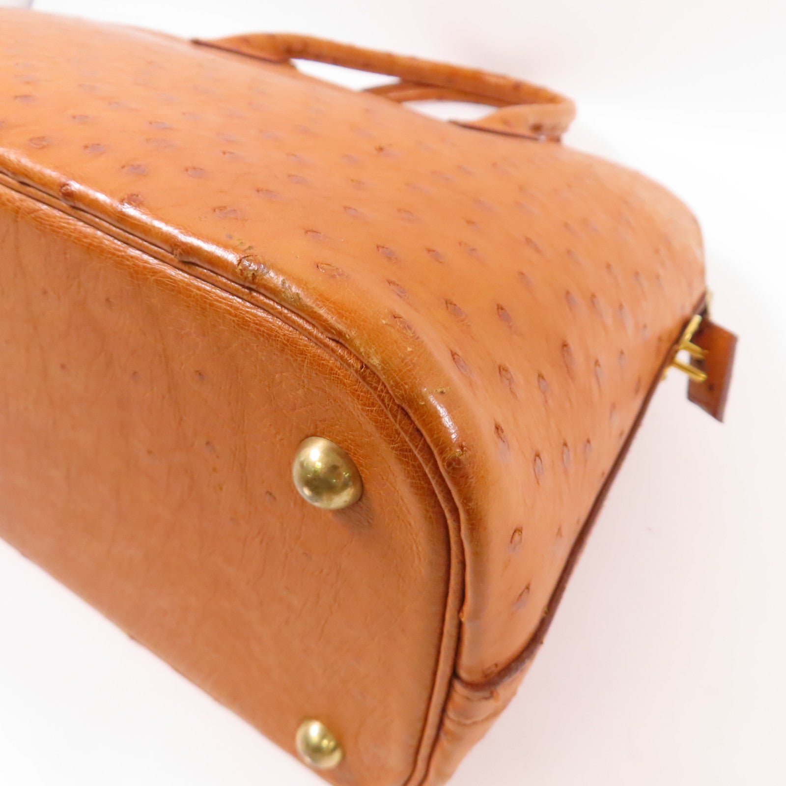 HERMES 鴕鳥皮革Bolide 35金扣手挽肩背兩用袋Gold