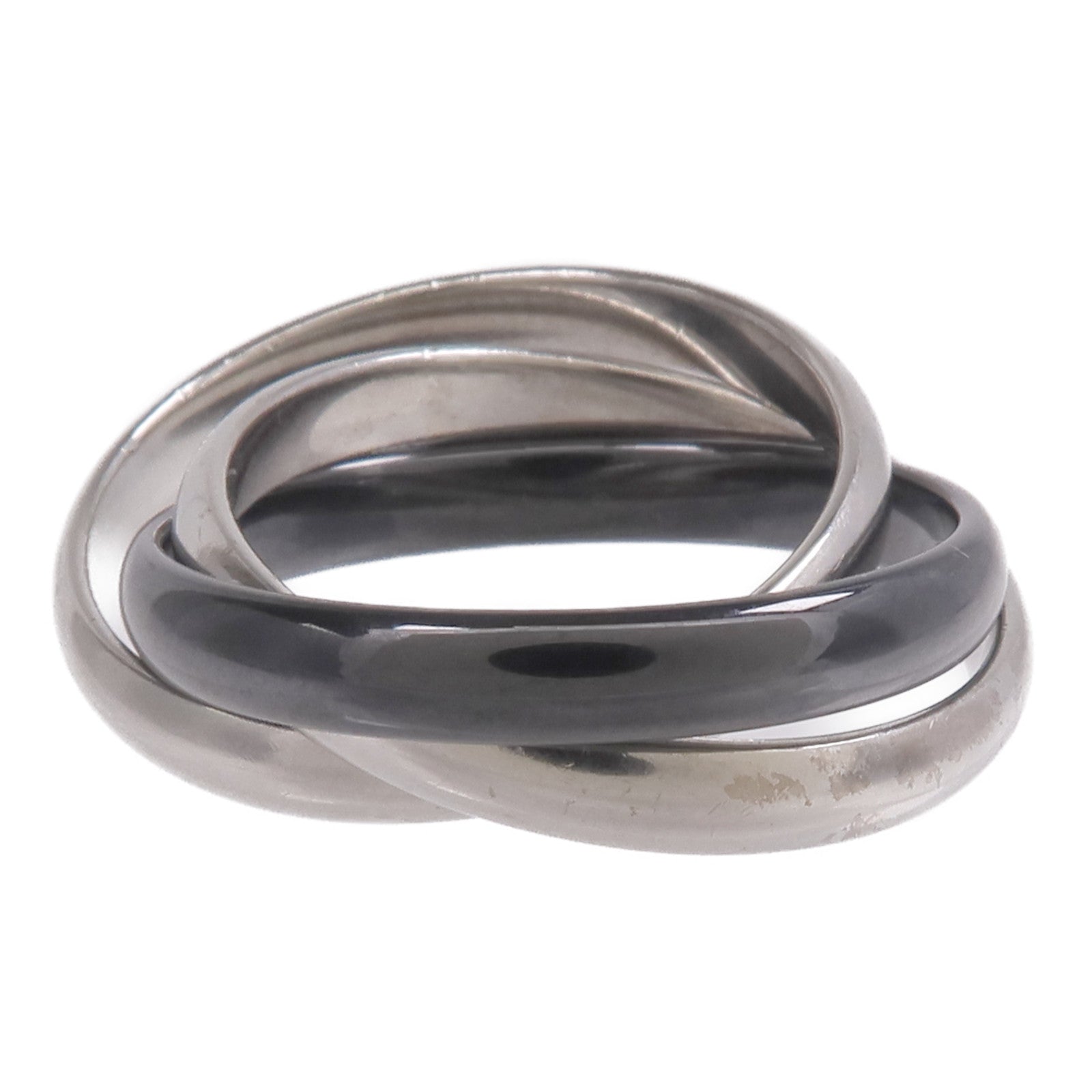 CARTIER 18K白金/陶瓷Trinity Ring戒指