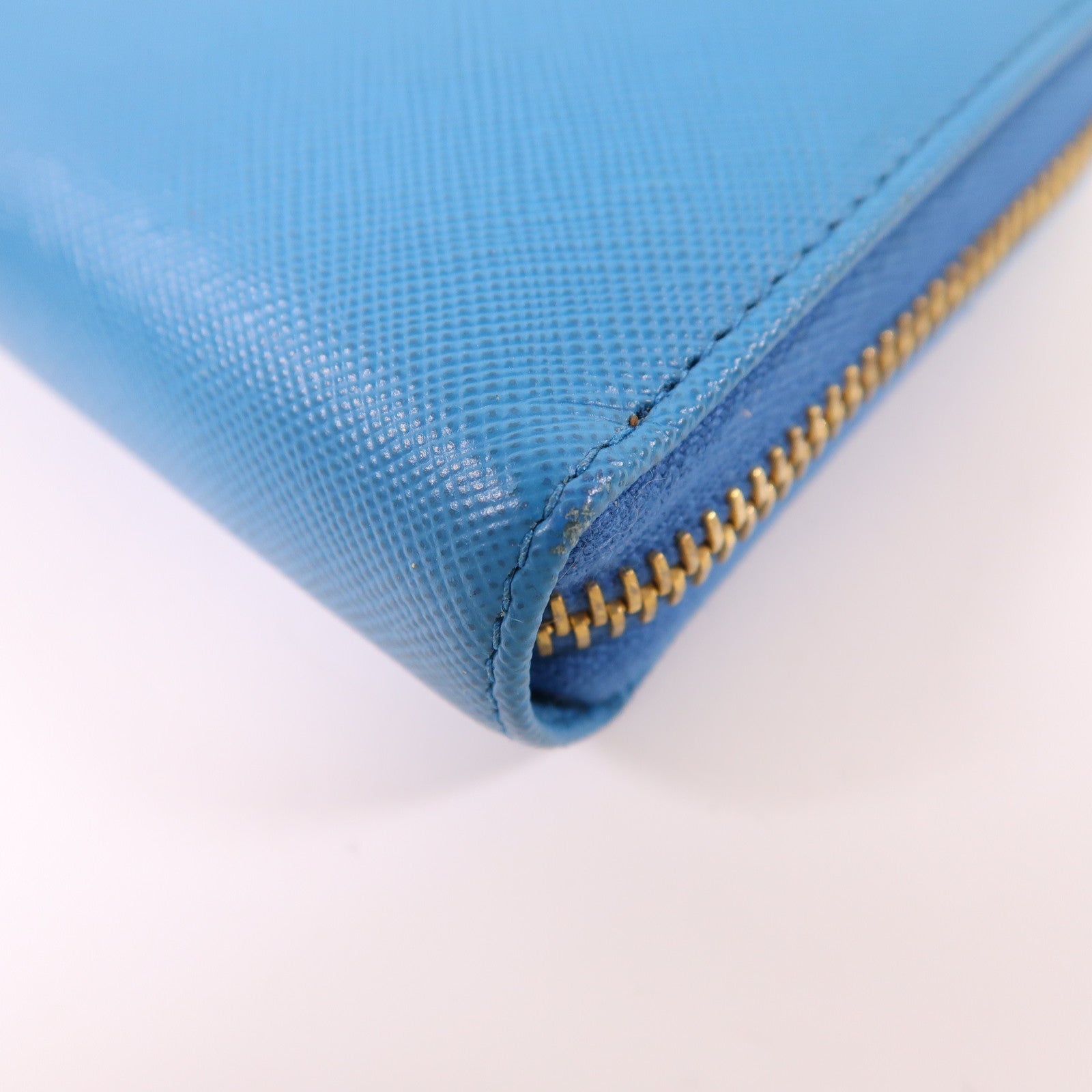 PRADA GHW Long Wallet Saffiano Leather 1M0506 Celeste Blue