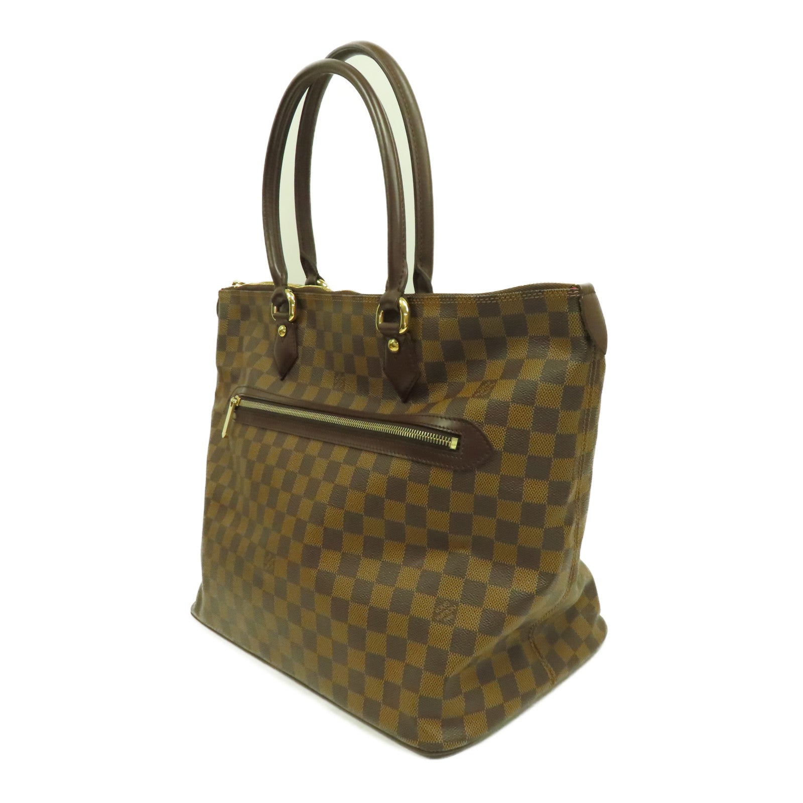 LOUIS VUITTON Damier Saleya GM金扣手挽袋啡色