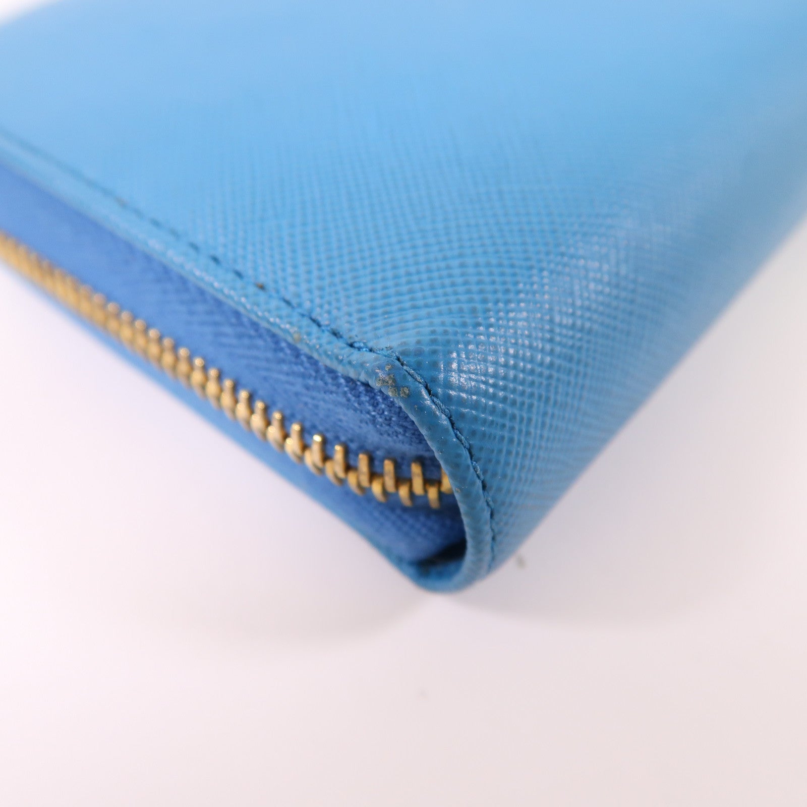PRADA GHW Long Wallet Saffiano Leather 1M0506 Celeste Blue