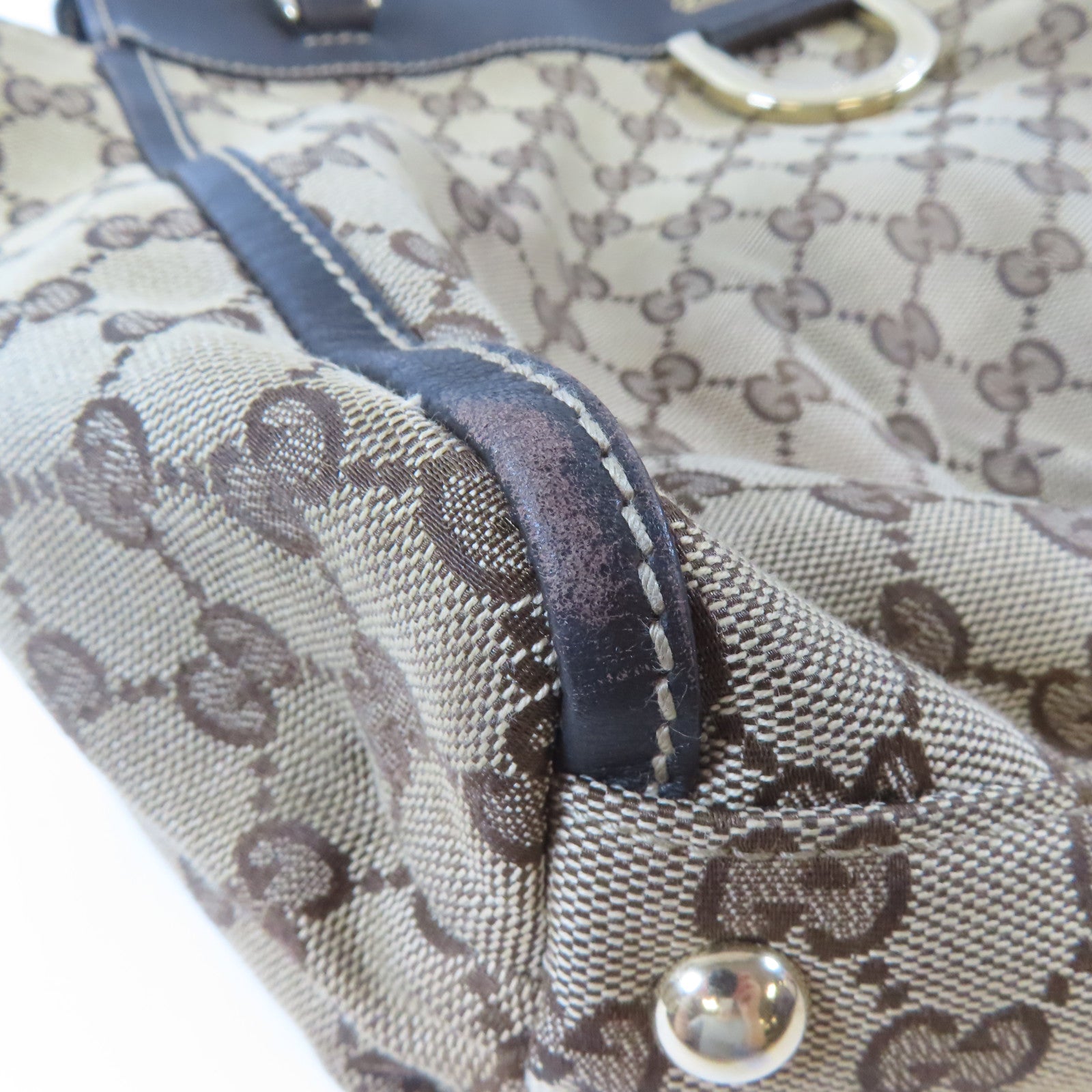 GUCCI 【激減優惠】帆布Shoulder Bag金扣肩背袋啡色