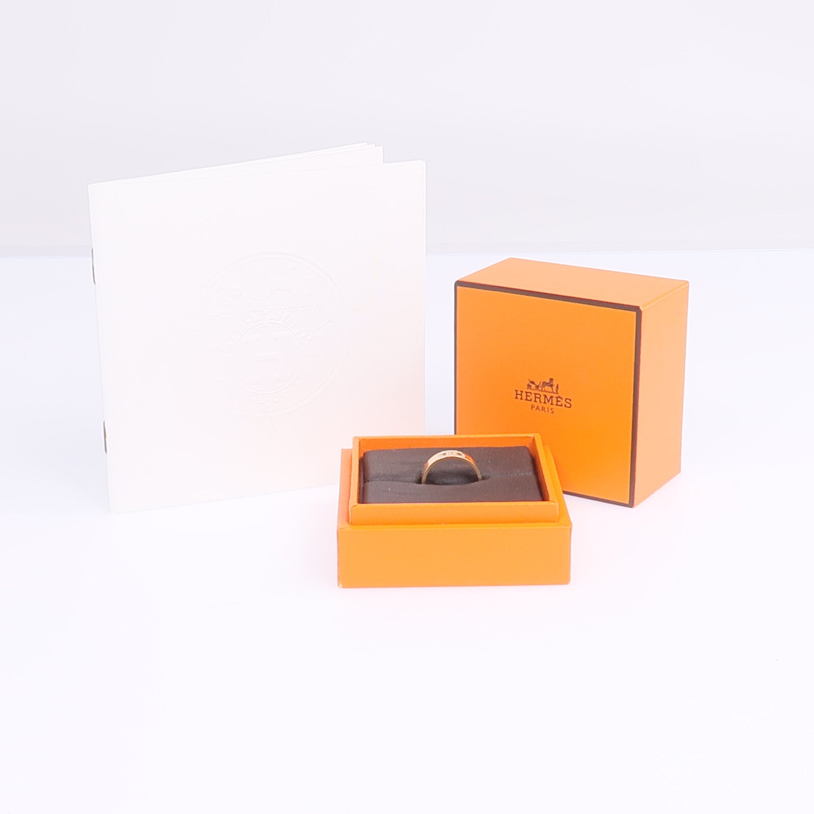 HERMES 18K玫瑰金H d'ancre Ring鑽石戒指US#5
