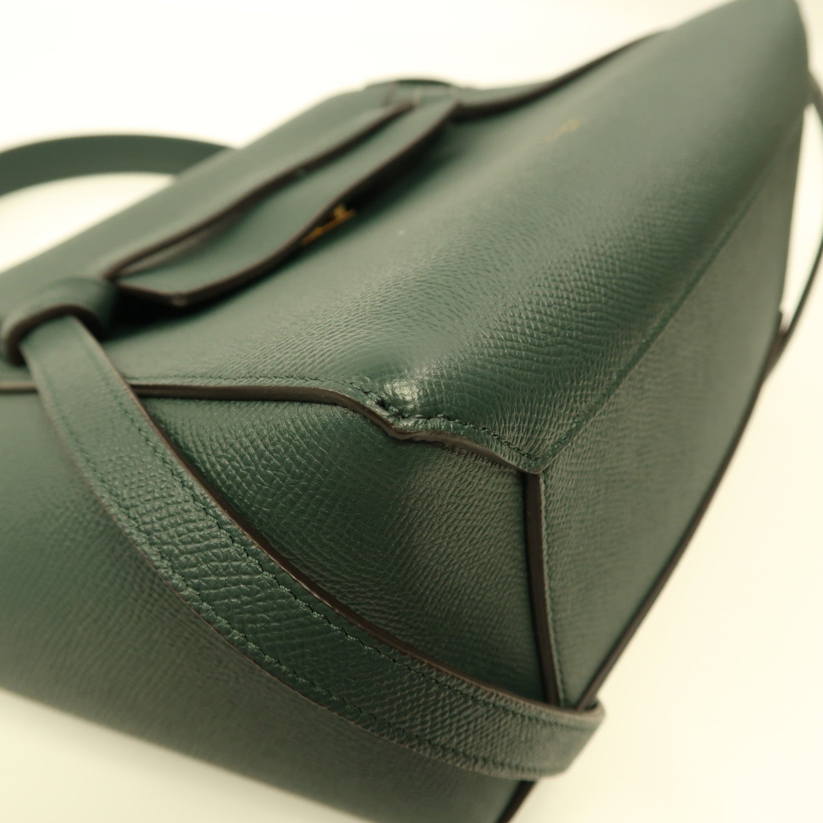 CELINE 牛皮皮革Micro Belt Bag金扣手挽肩背兩用袋綠色