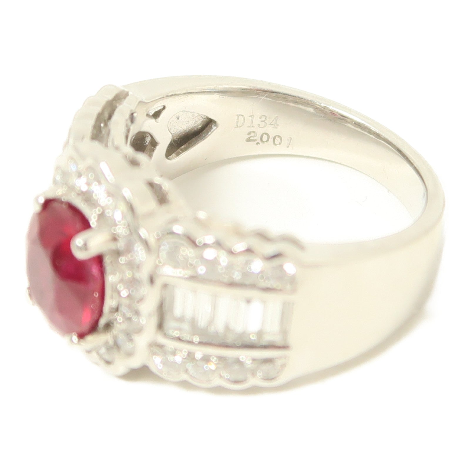 JEWELRY 【激減優惠】PT900鉑金Ruby Diamond Ring鑽石戒指US#6