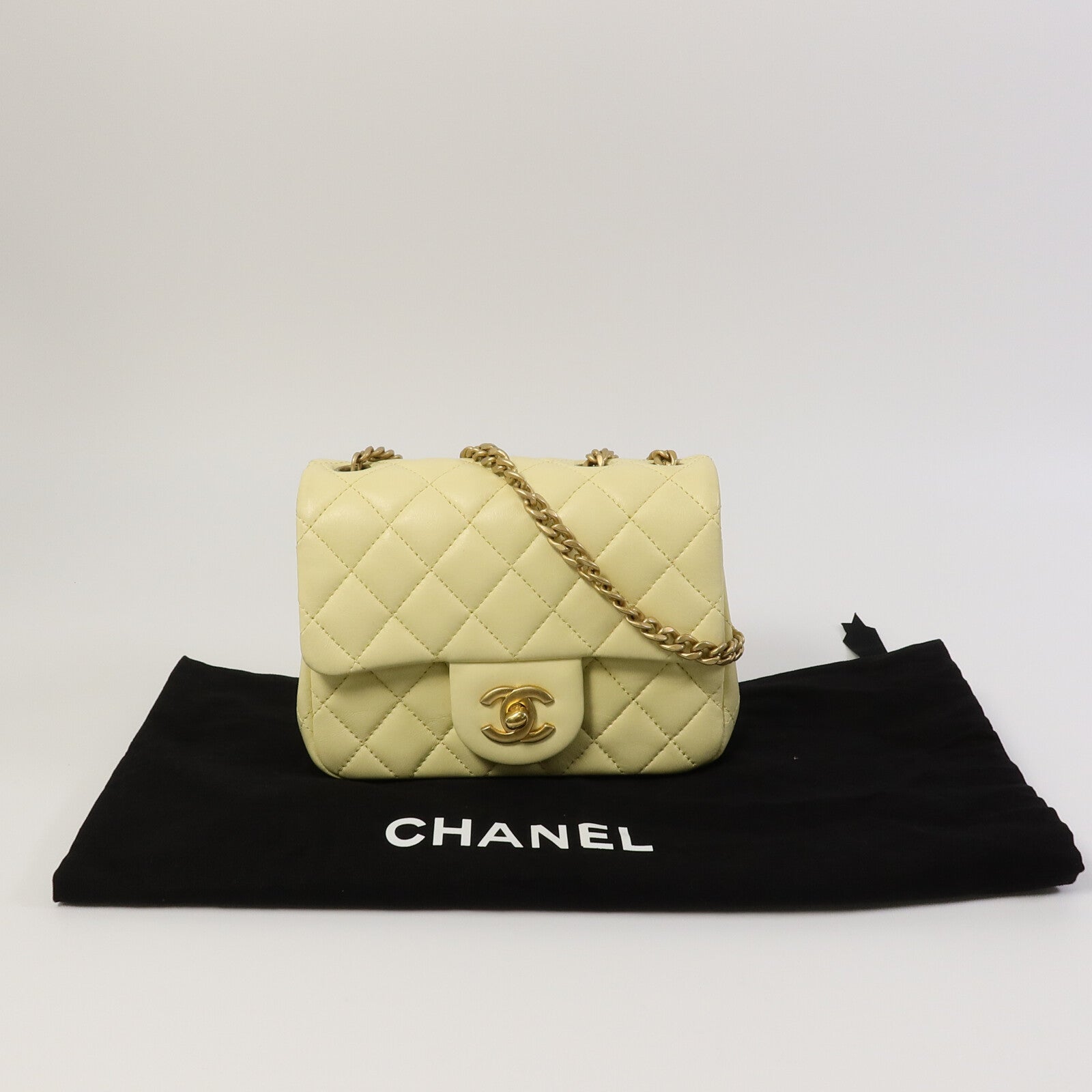 CHANEL 【激減優惠】羊皮皮革Mini Square Flap鏈帶手挽肩背兩用袋