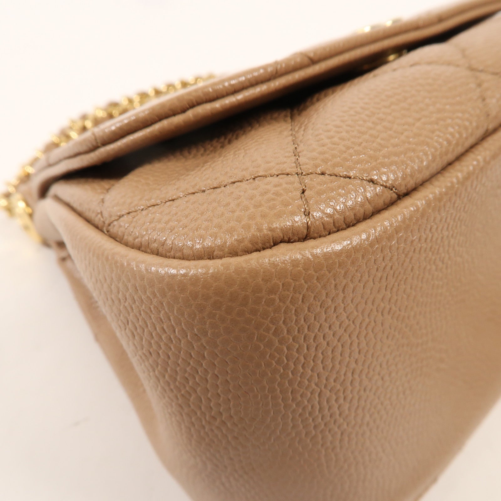 CHANEL 牛皮皮革Chain Shoulder金扣鏈帶肩背袋