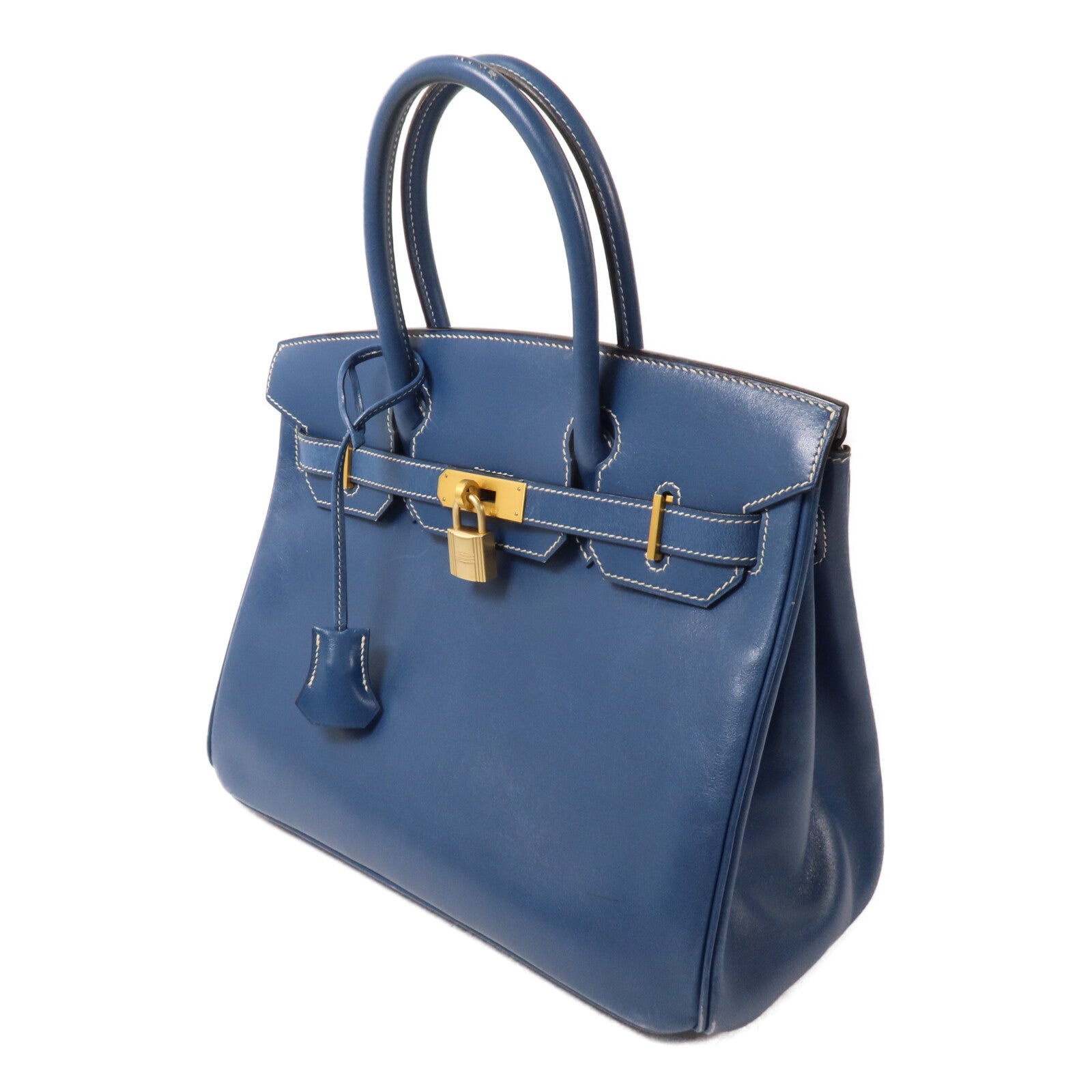 HERMES Swift皮革Birkin 30手挽袋Bleu Thalassa