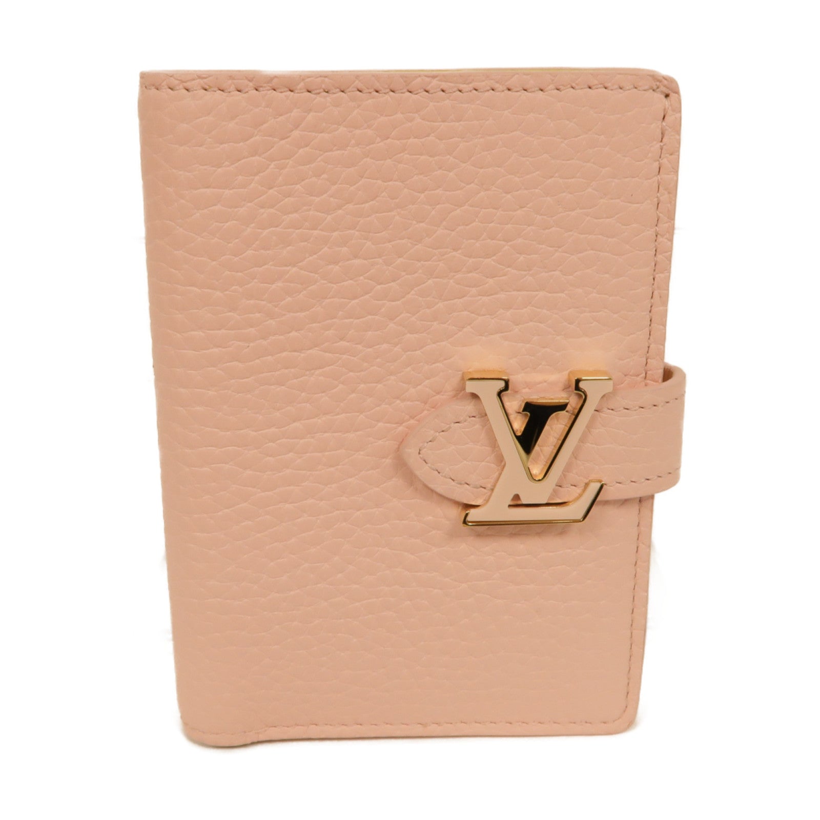 LOUIS VUITTON 【激減優惠】牛皮皮革Vertical Compact Wallet金扣錢包粉紅色