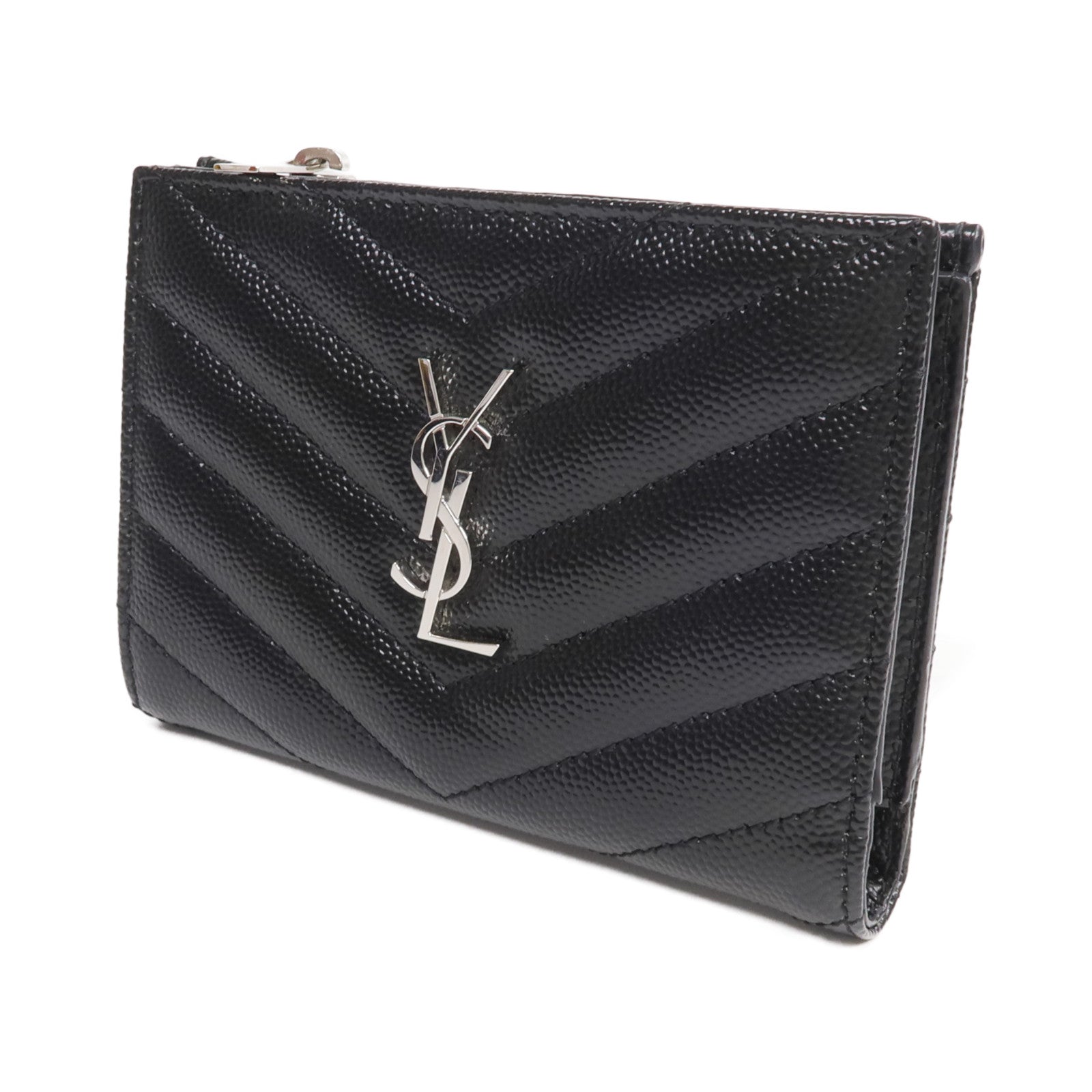 SAINT LAURENT 牛皮皮革Wallet銀扣錢包