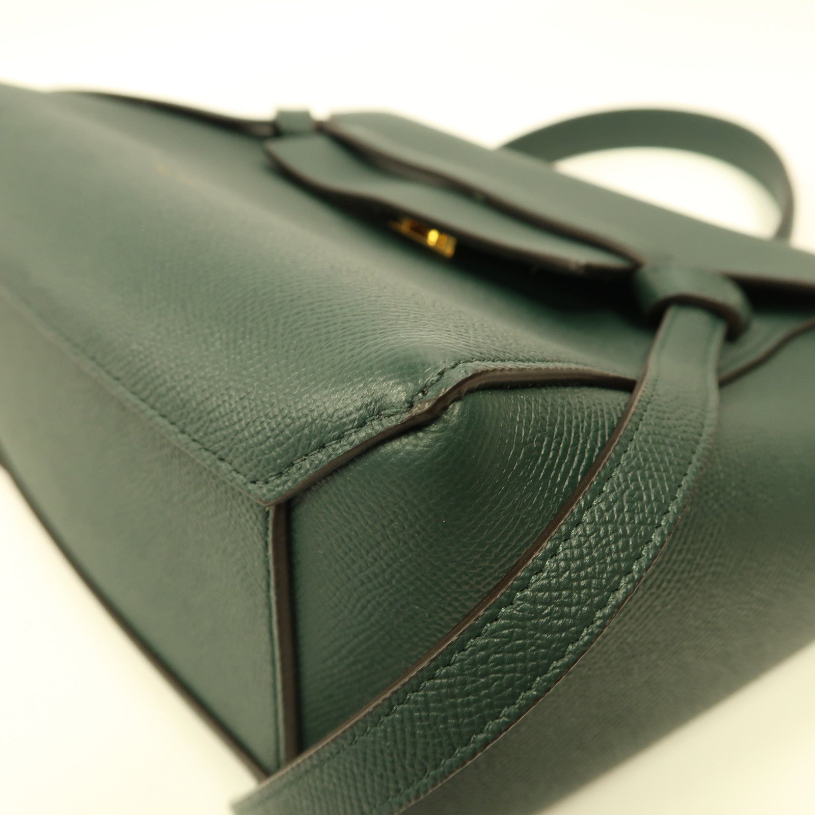 CELINE 牛皮皮革Micro Belt Bag金扣手挽肩背兩用袋綠色