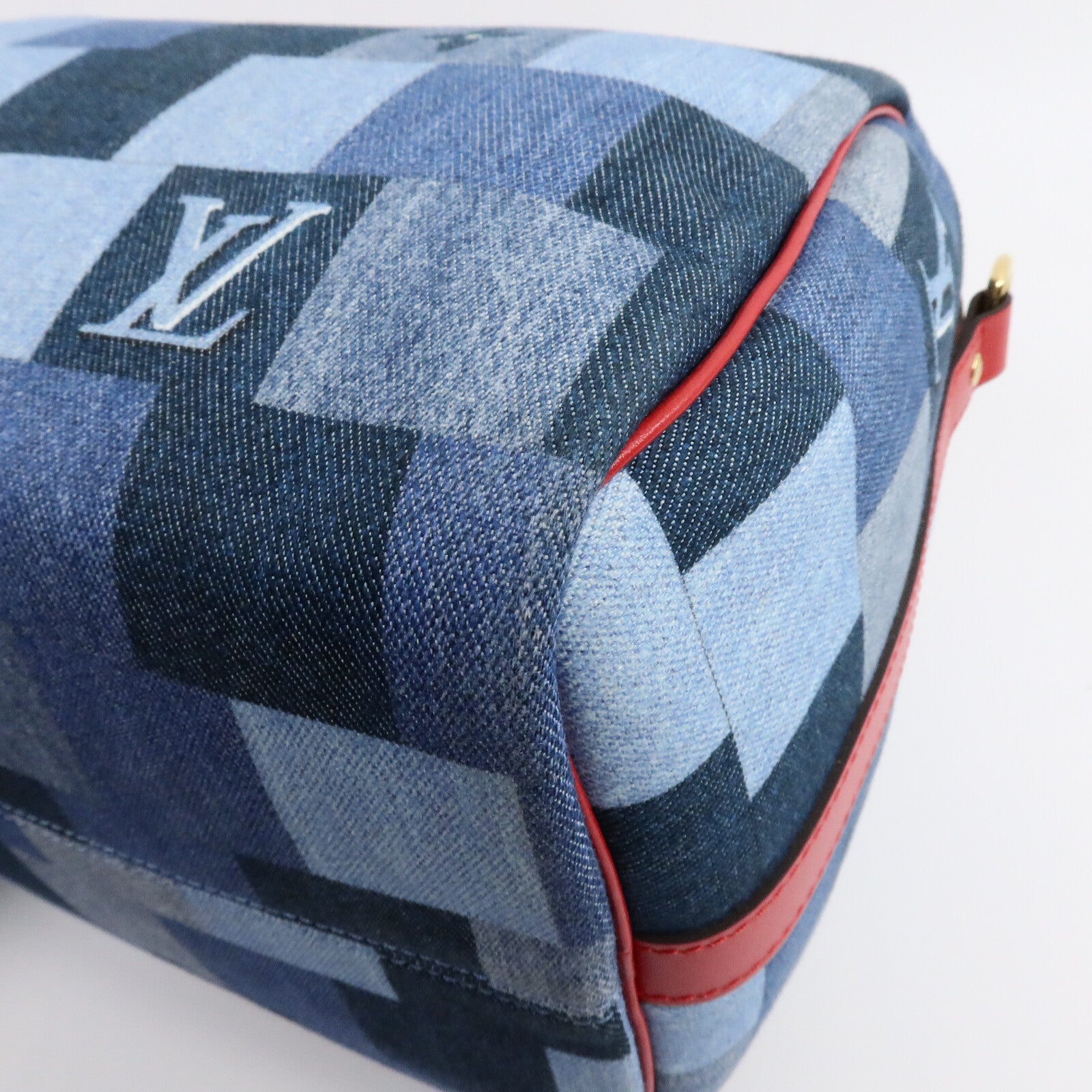 LOUIS VUITTON Monogram Denim Speedy Bandouliere 30 Square Patchwork手挽肩背兩用袋