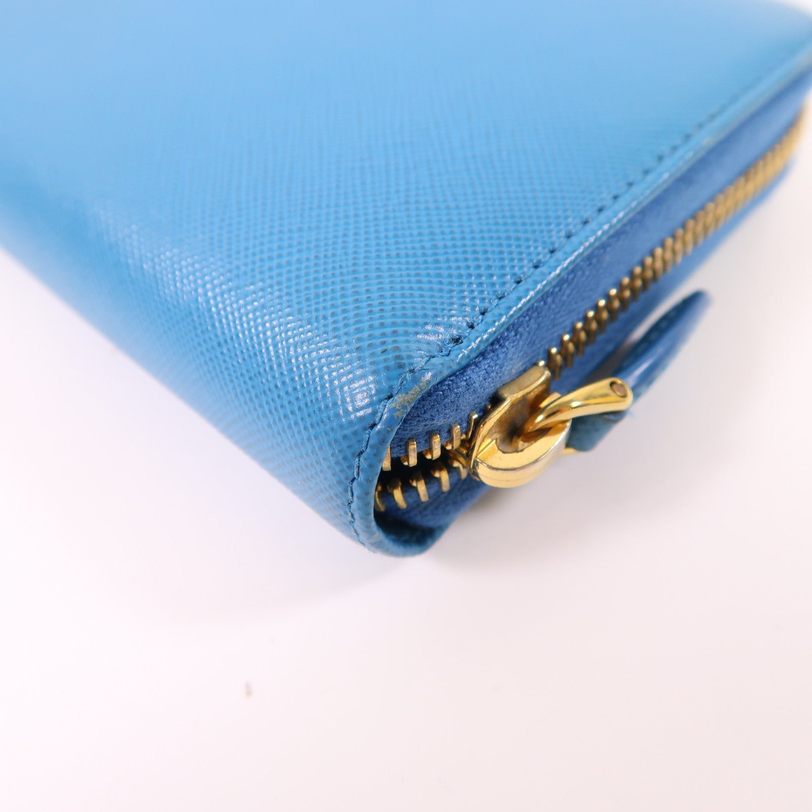 PRADA GHW Long Wallet Saffiano Leather 1M0506 Celeste Blue