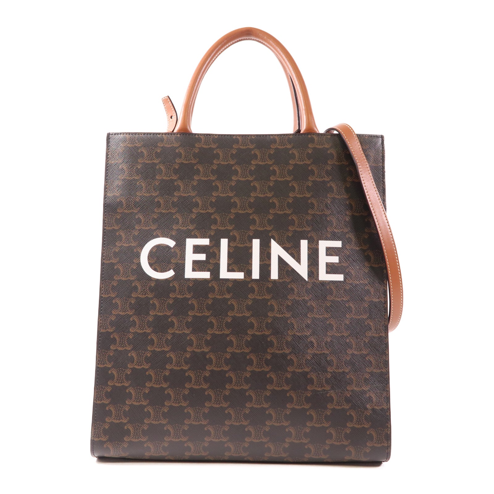 CELINE 塗層帆布Cabas Triomphe金扣手挽肩背兩用袋