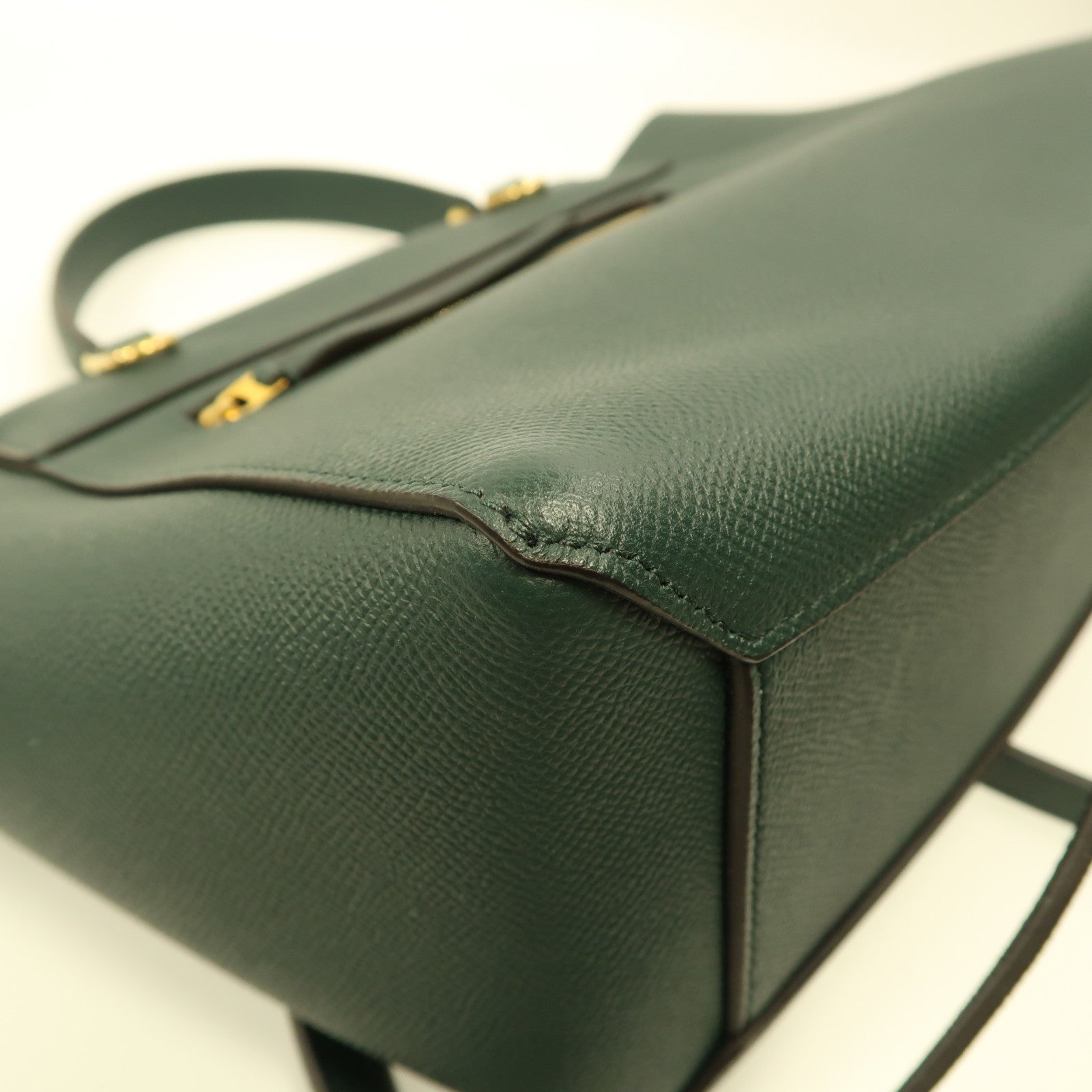 CELINE 牛皮皮革Micro Belt Bag金扣手挽肩背兩用袋綠色