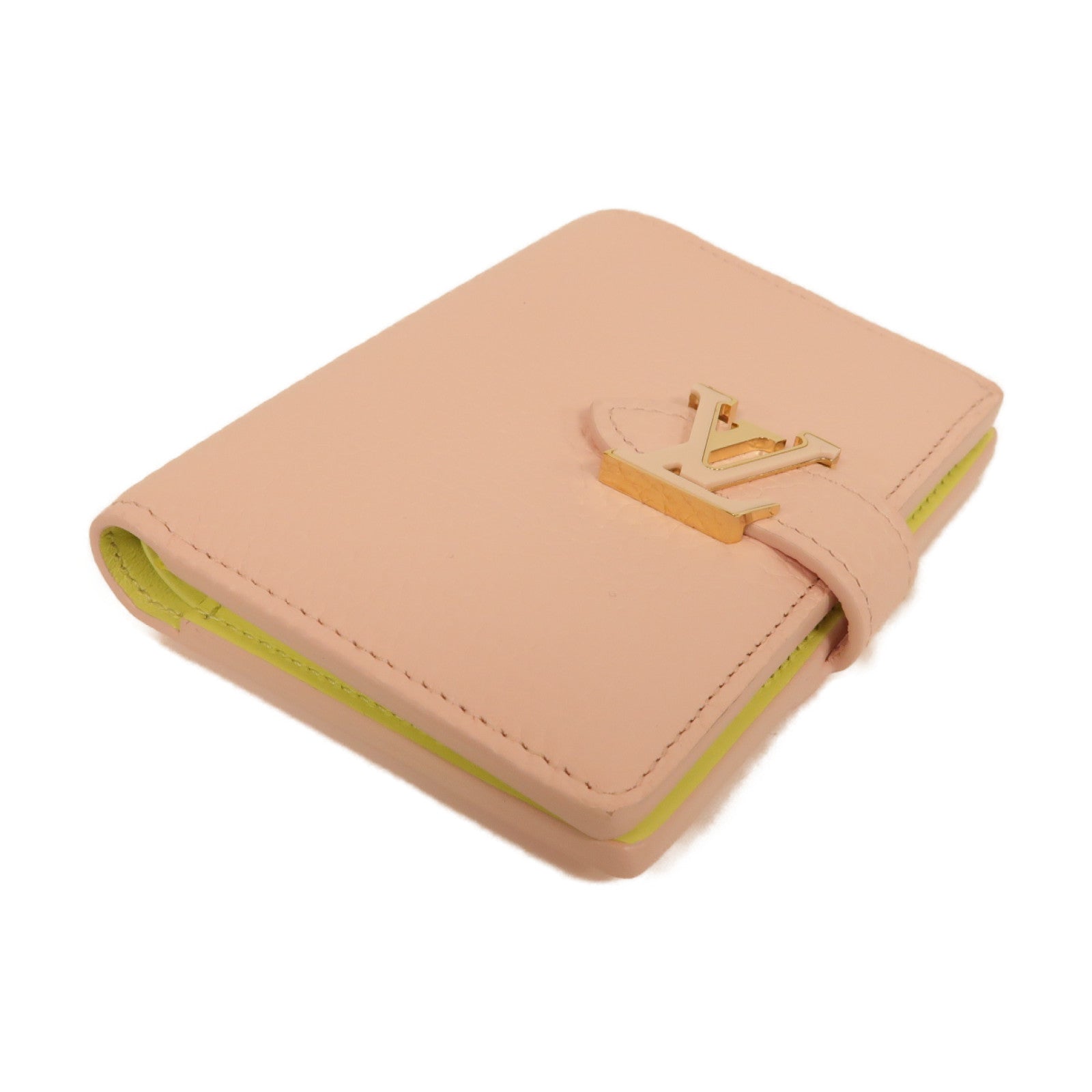 LOUIS VUITTON 【激減優惠】牛皮皮革Vertical Compact Wallet金扣錢包粉紅色