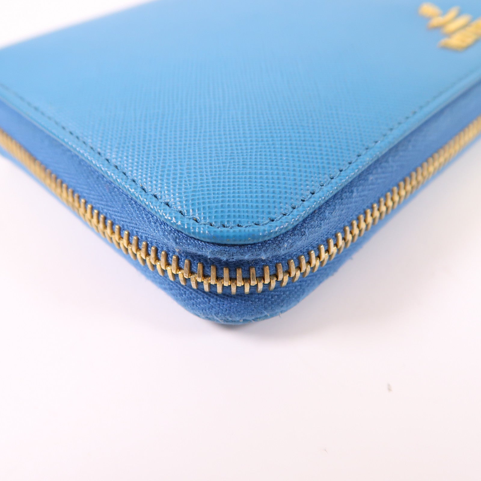PRADA GHW Long Wallet Saffiano Leather 1M0506 Celeste Blue