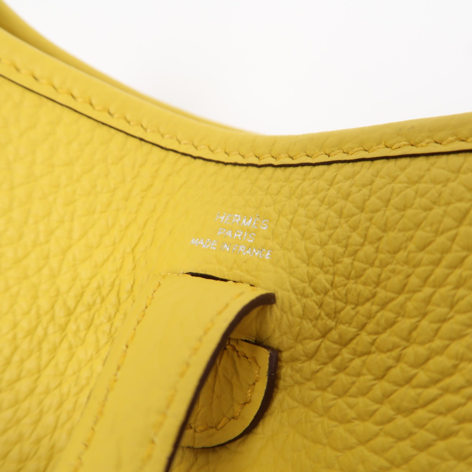 HERMES Clemence皮革Evelyne TPM銀扣肩背袋黃色