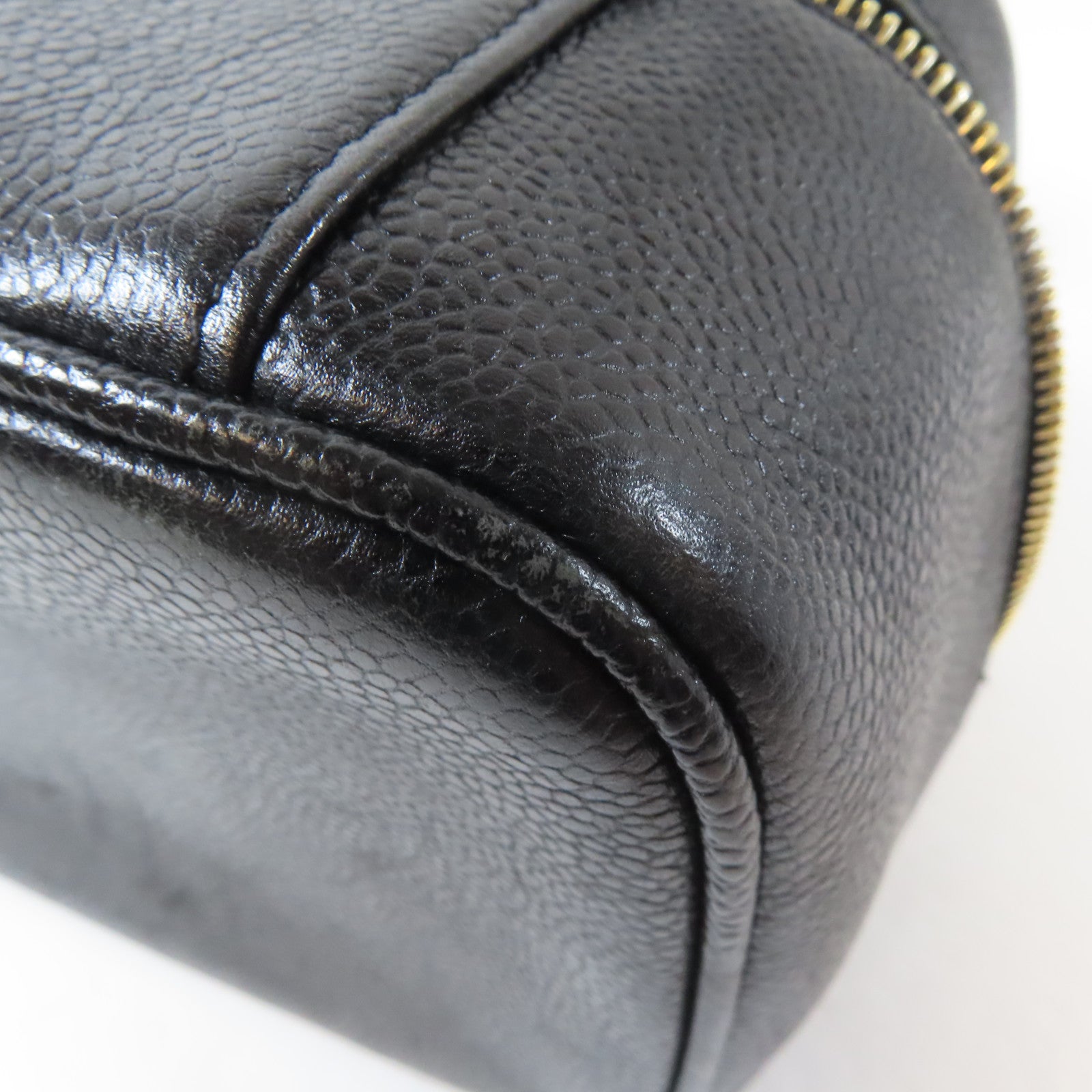 CHANEL 【激減優惠】Caviar皮革Vanity Handbag金扣手挽袋黑色