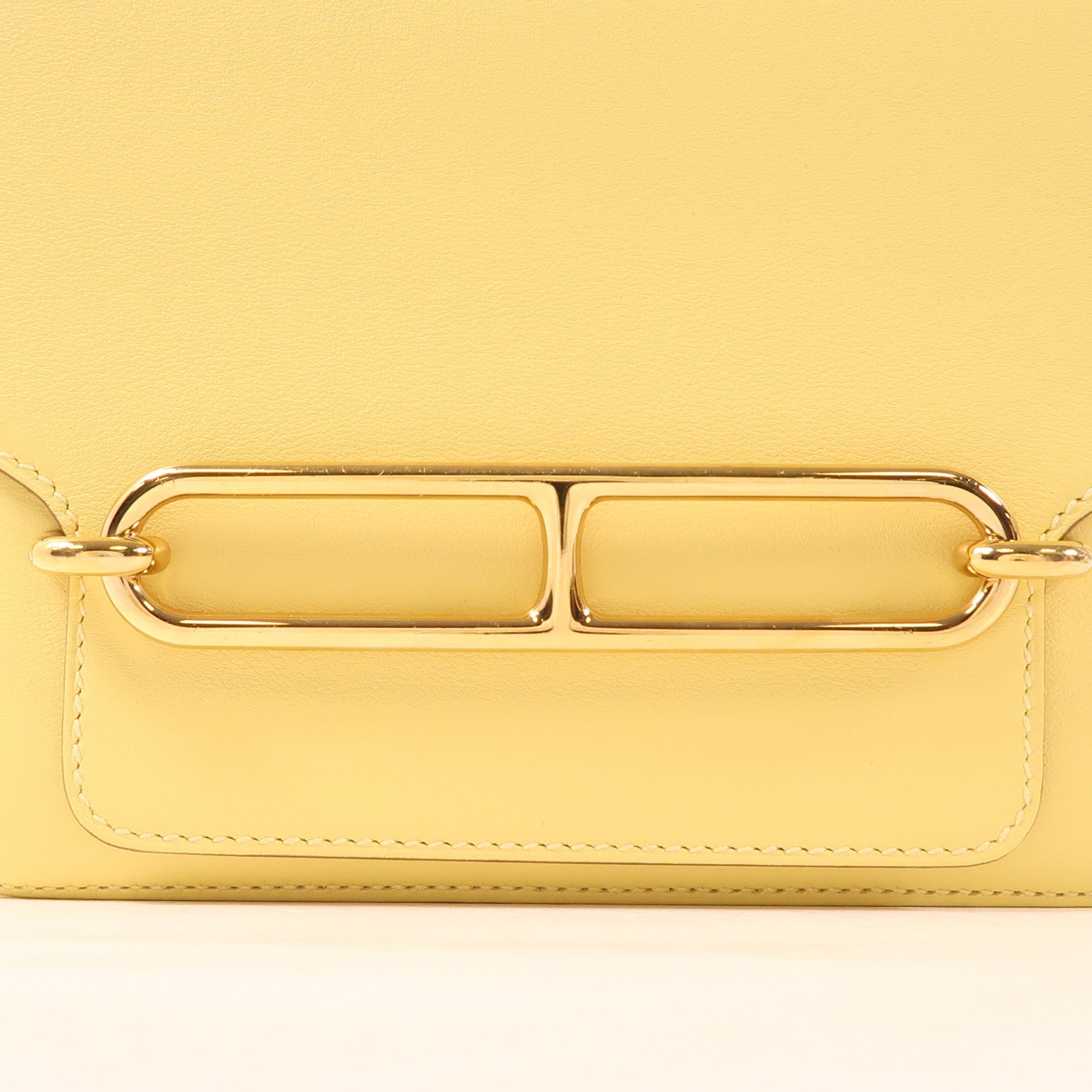 HERMES Swift皮革Mini Roulis金扣手挽袋Yellow