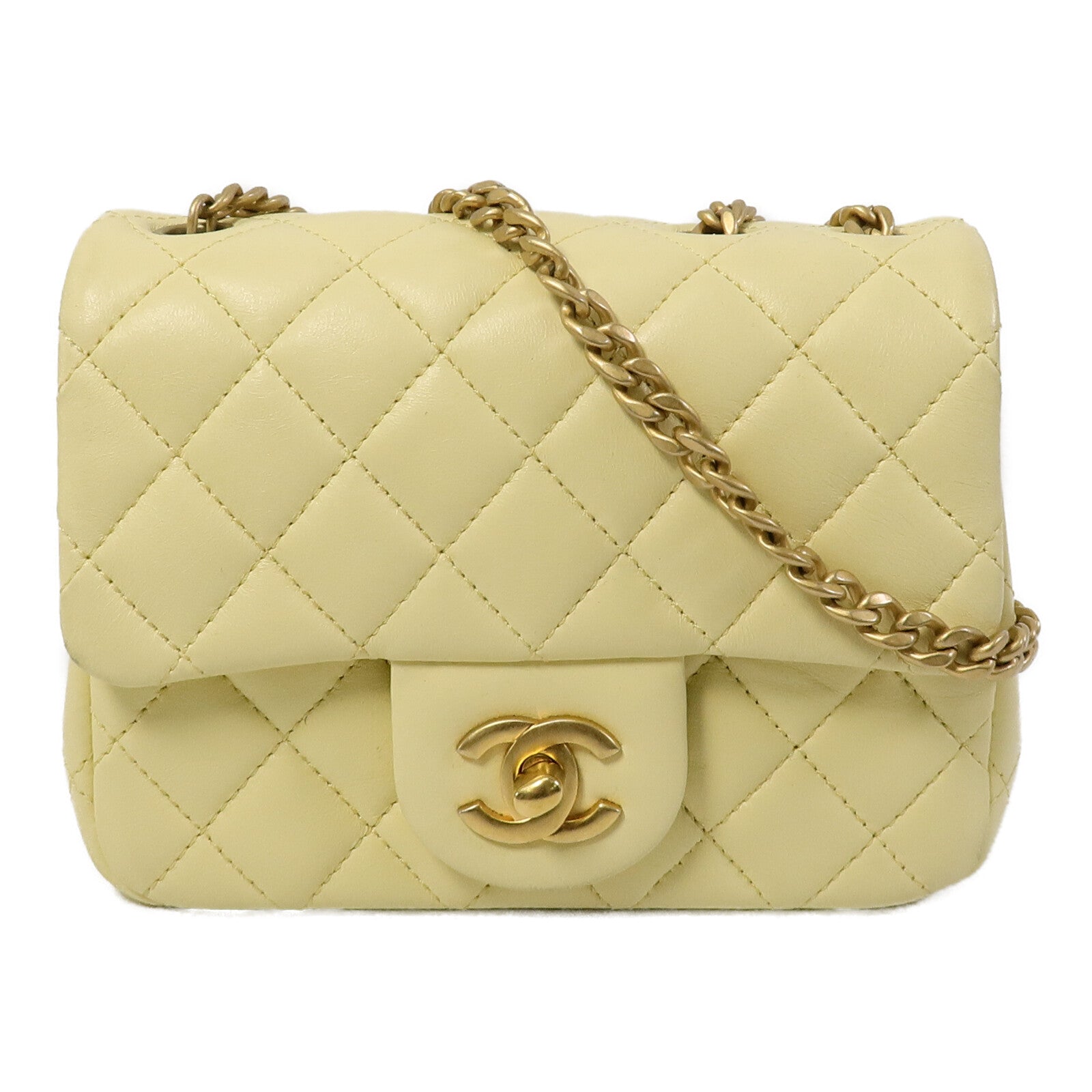 CHANEL 【激減優惠】羊皮皮革Mini Square Flap鏈帶手挽肩背兩用袋
