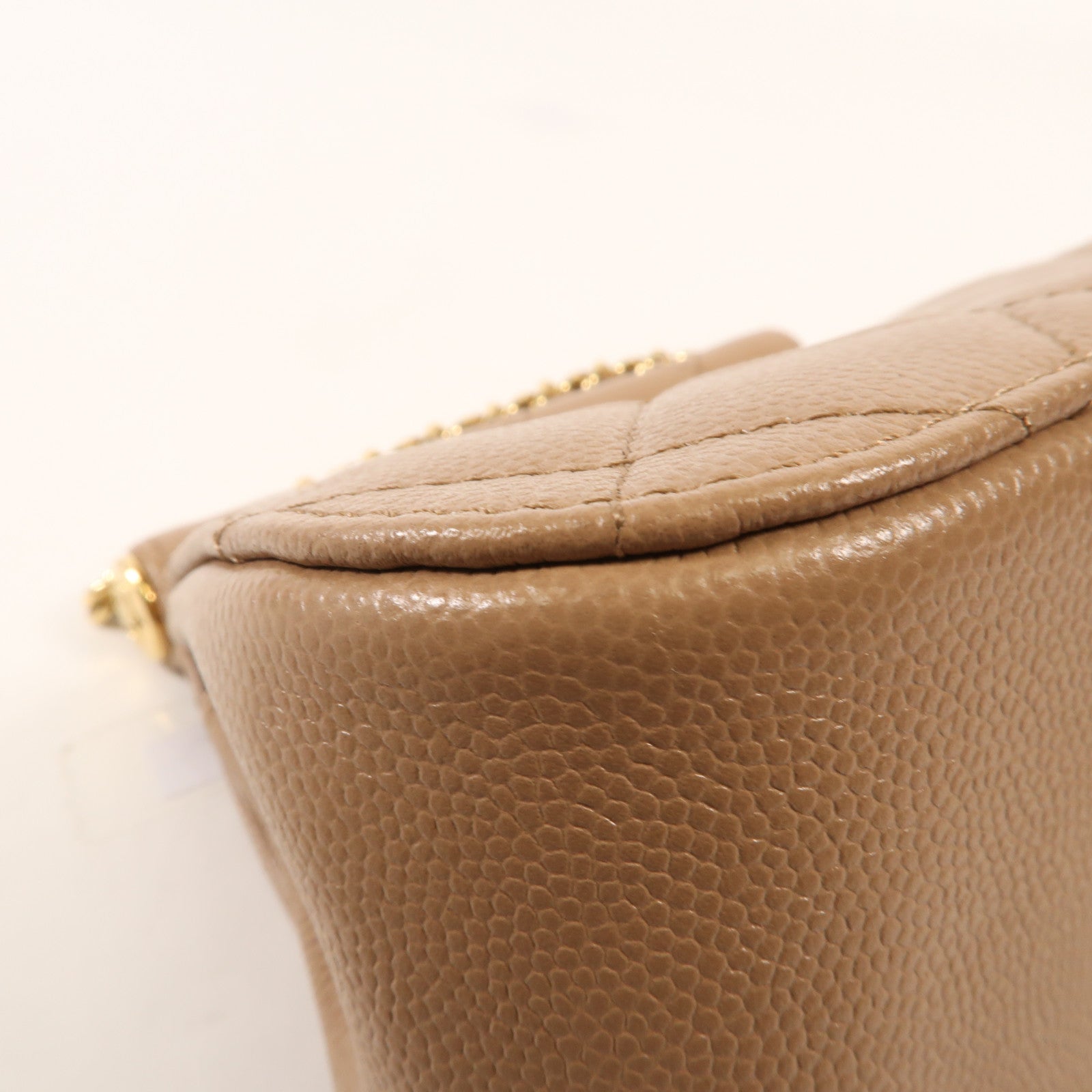 CHANEL 牛皮皮革Chain Shoulder金扣鏈帶肩背袋