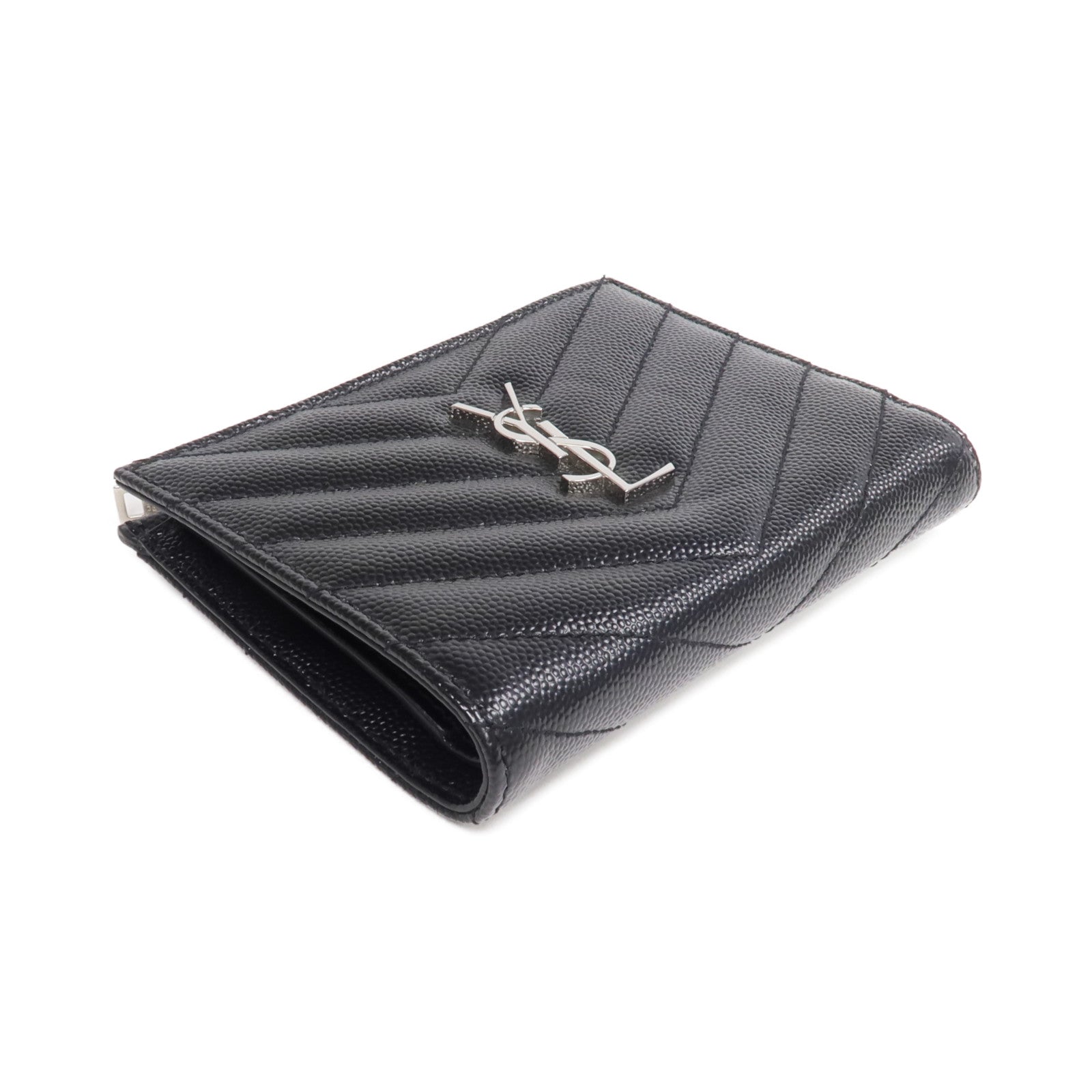 SAINT LAURENT 牛皮皮革Wallet銀扣錢包