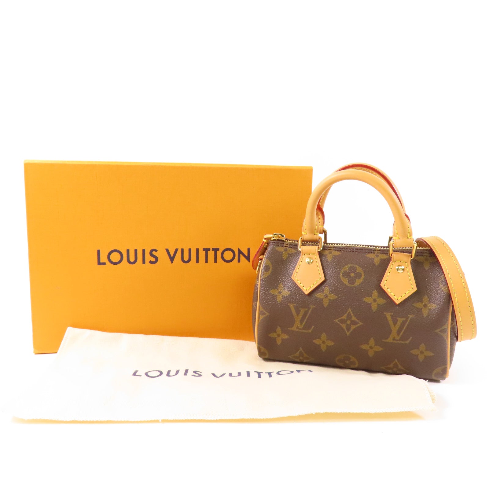 LOUIS VUITTON Monogram Nano Speedy金扣手挽肩背兩用袋