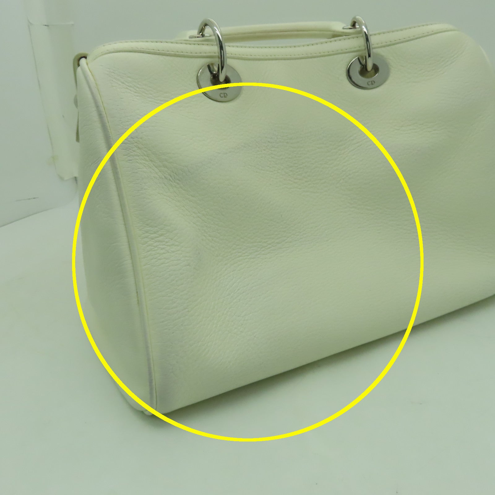 Dior 【激減優惠】牛皮皮革Hand Bag銀扣手挽袋白色