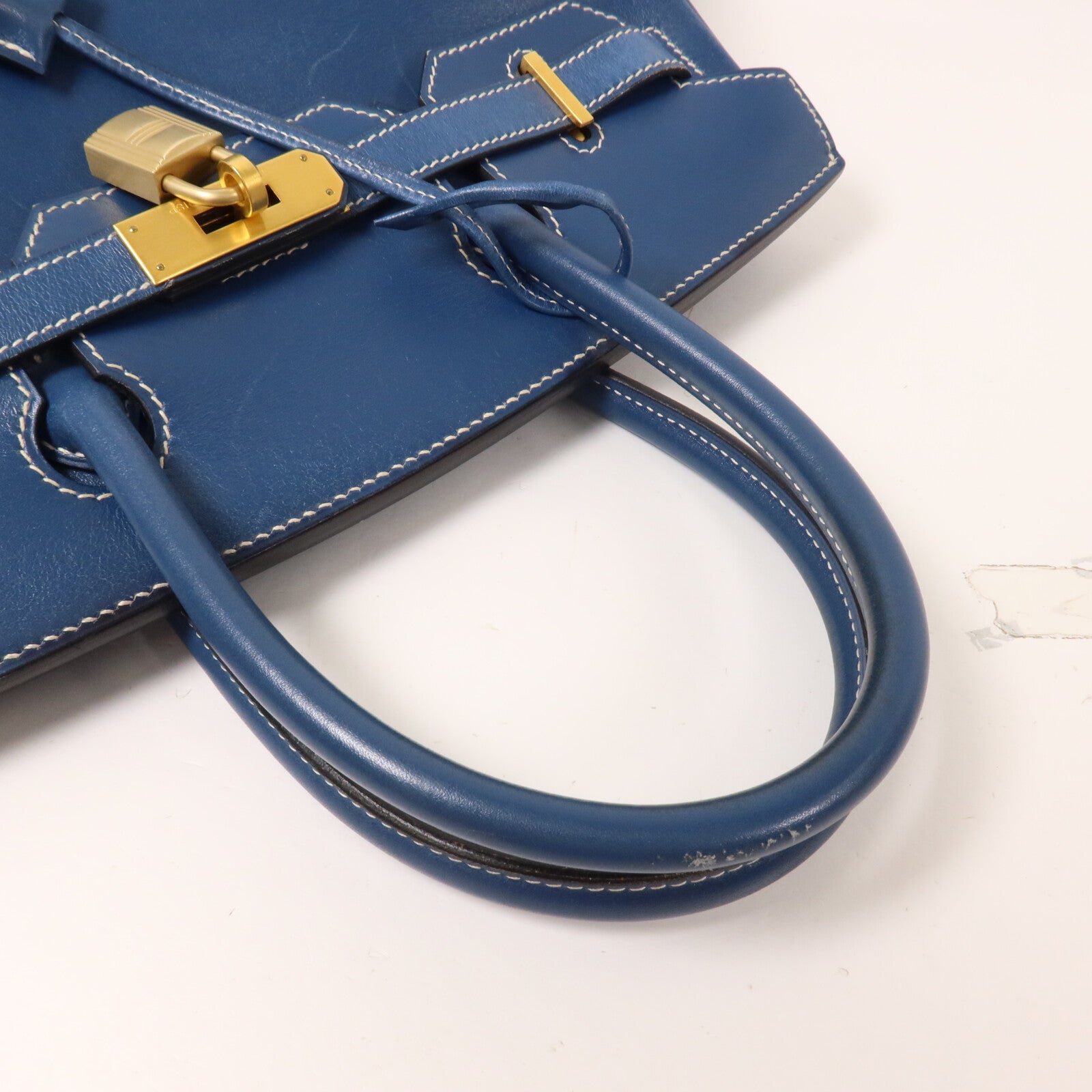 HERMES Swift皮革Birkin 30手挽袋Bleu Thalassa