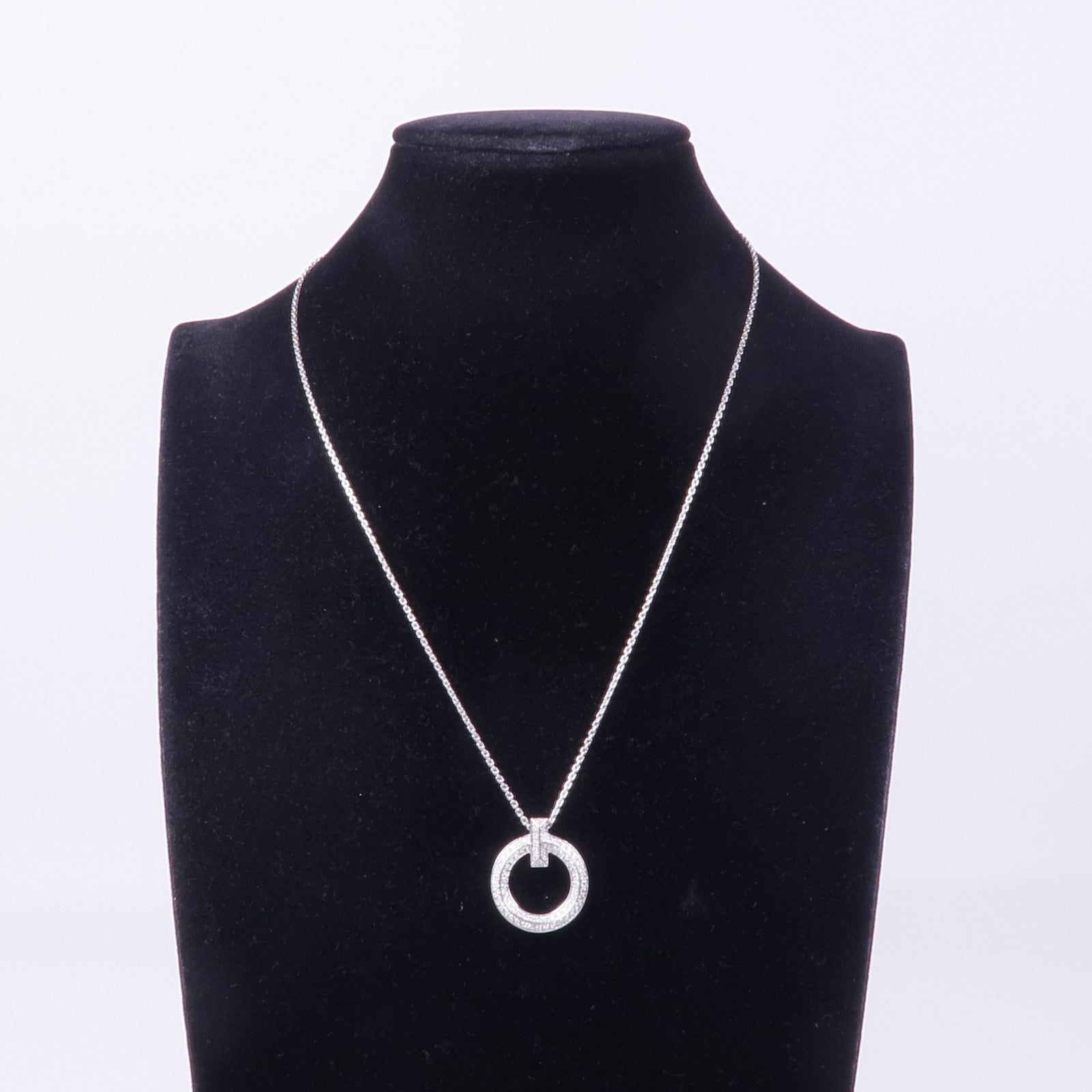 TIFFANY＆CO 18K白金T1 Circle Pendant鑽石項鍊