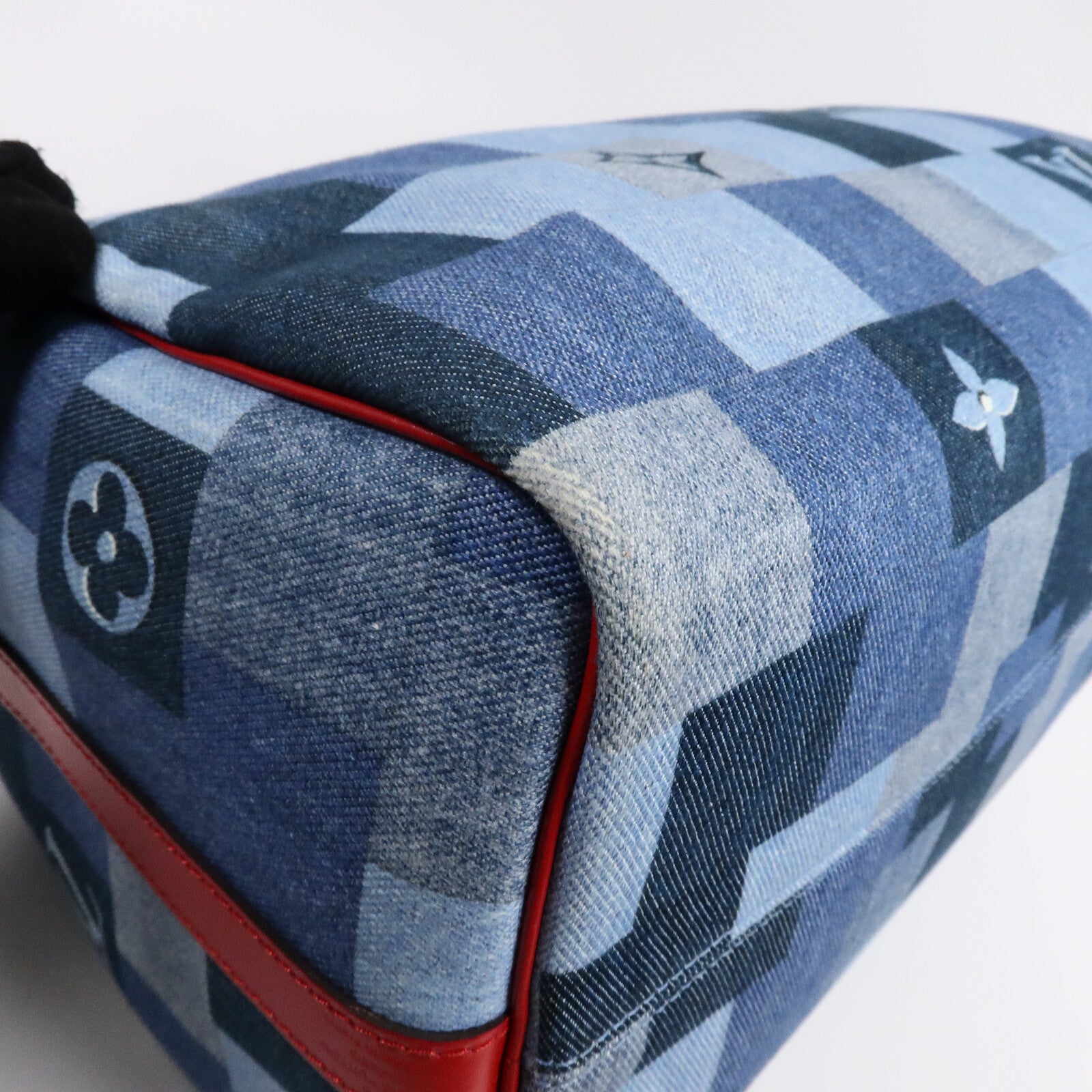 LOUIS VUITTON Monogram Denim Speedy Bandouliere 30 Square Patchwork手挽肩背兩用袋