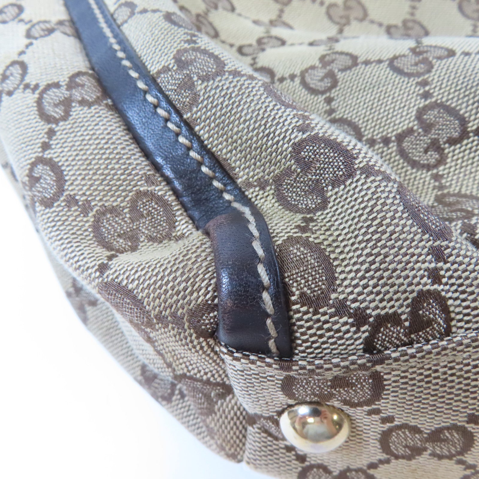 GUCCI 【激減優惠】帆布Shoulder Bag金扣肩背袋啡色