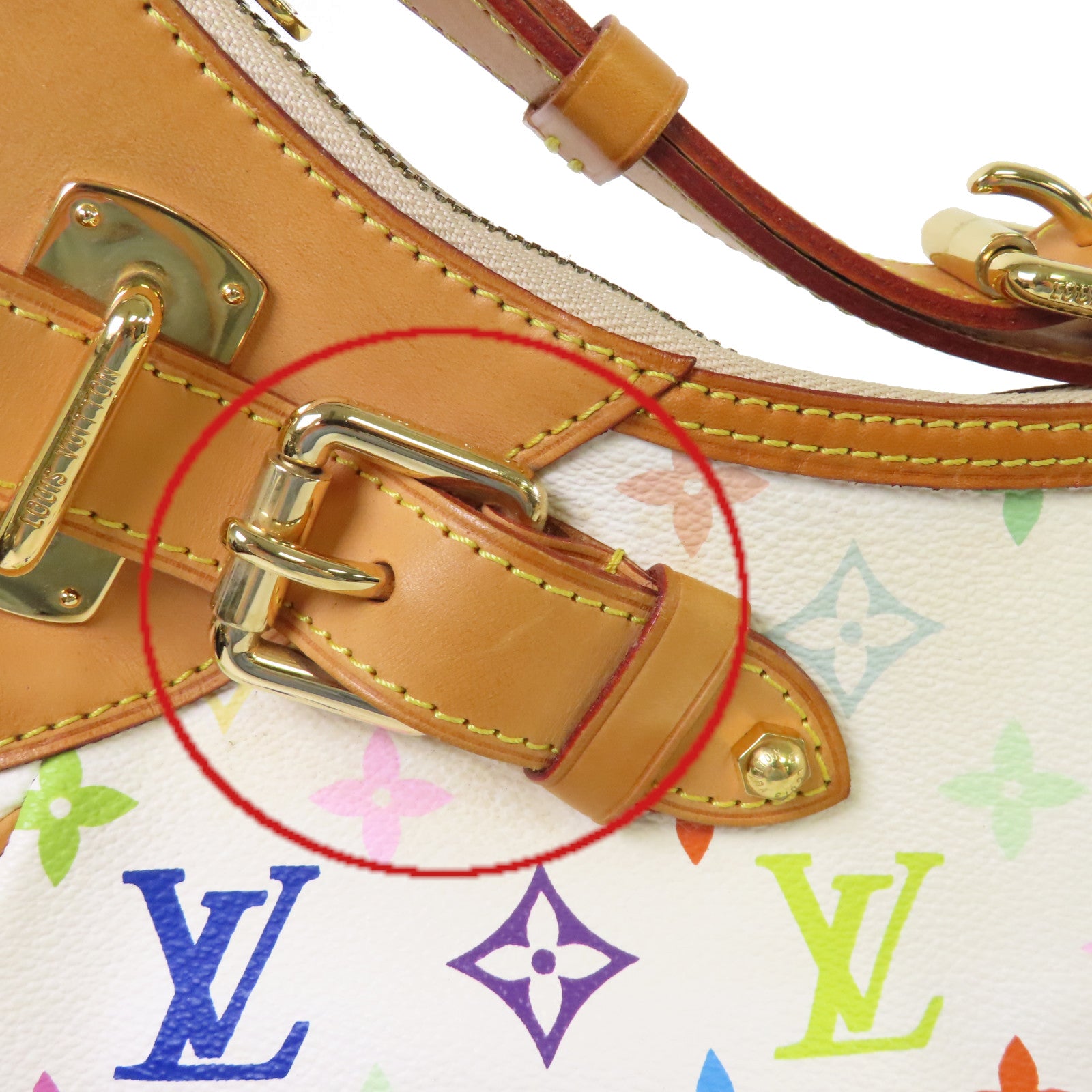 LOUIS VUITTON Monogram Multicolore Greta Shoulder Bag金扣肩背袋白色/彩色