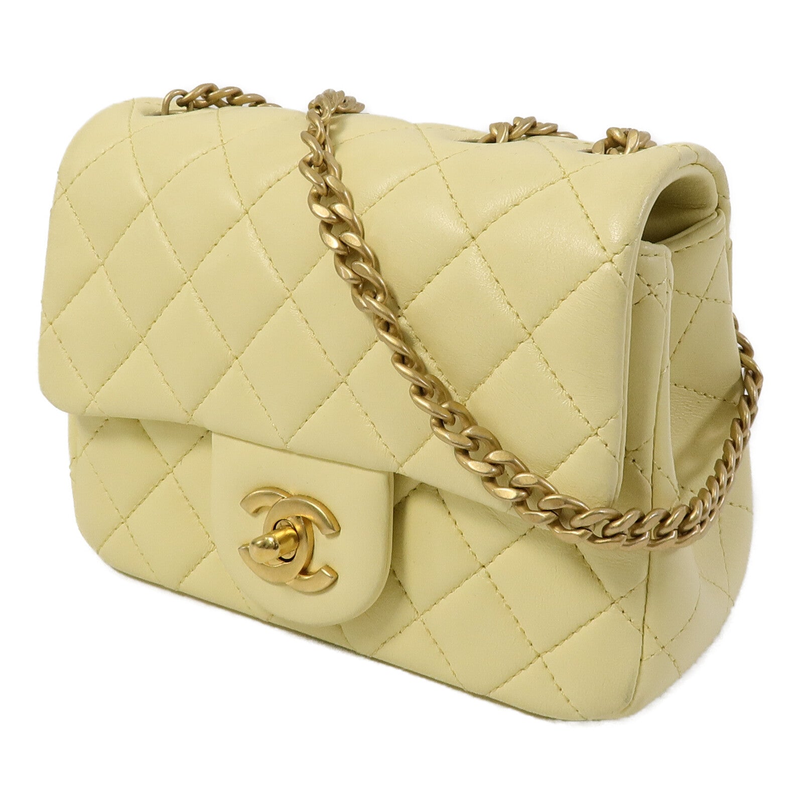 CHANEL 【激減優惠】羊皮皮革Mini Square Flap鏈帶手挽肩背兩用袋
