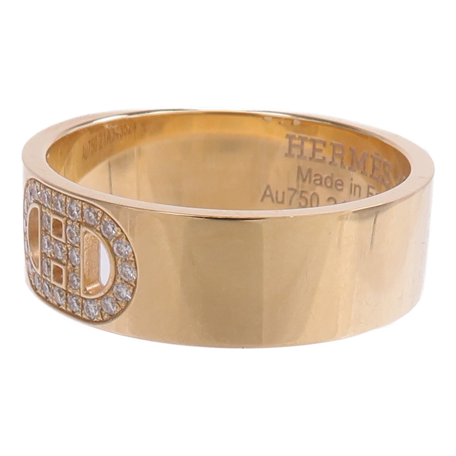 HERMES 18K玫瑰金H d'ancre Ring鑽石戒指US#5