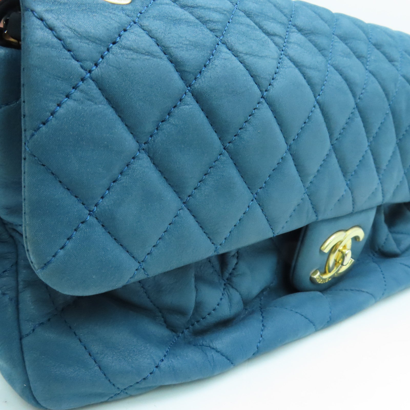 CHANEL 【激減優惠】牛皮皮革Chic Quilt Flap Bag金扣肩背袋藍色
