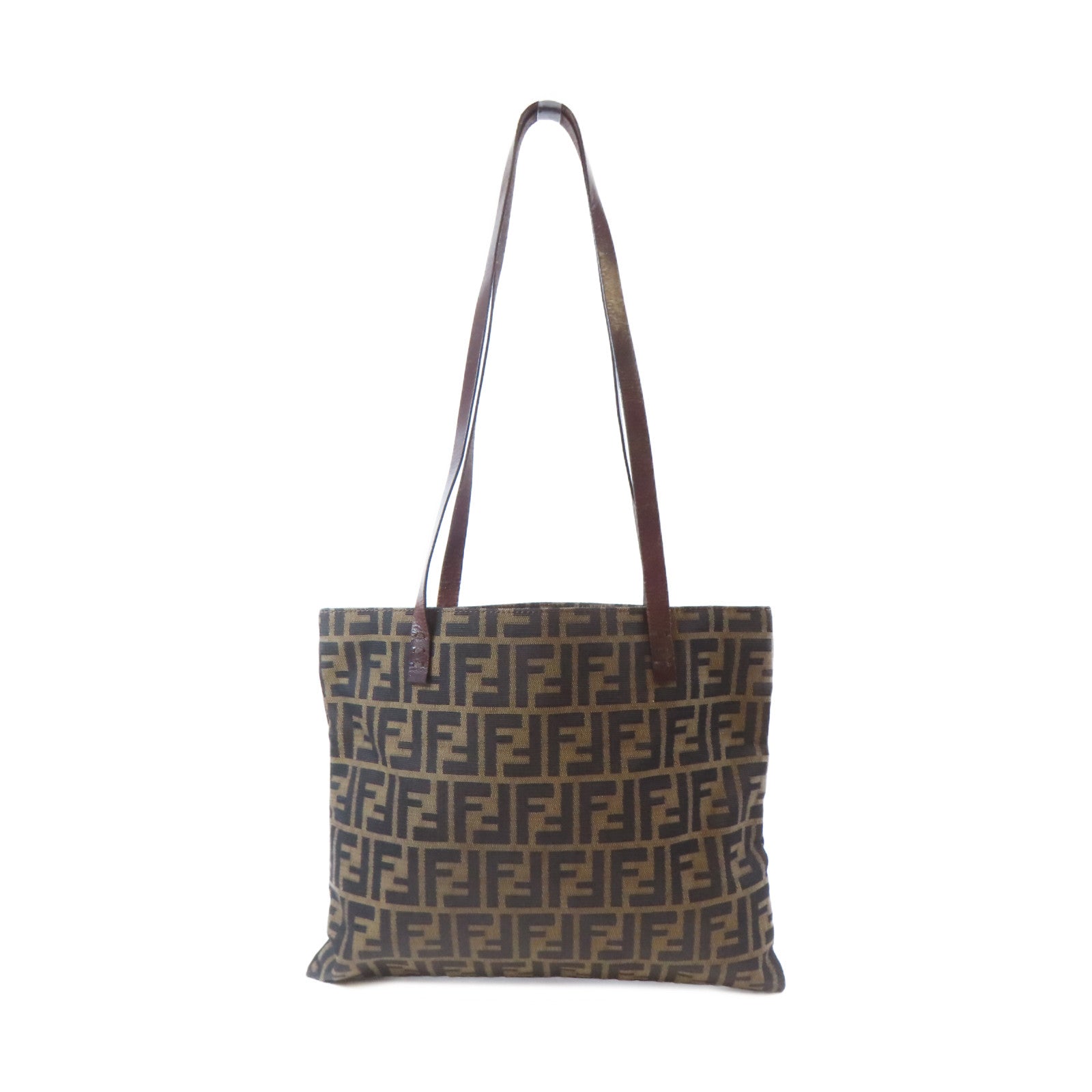 FENDI 帆布Tote Bag銀扣手挽袋啡色