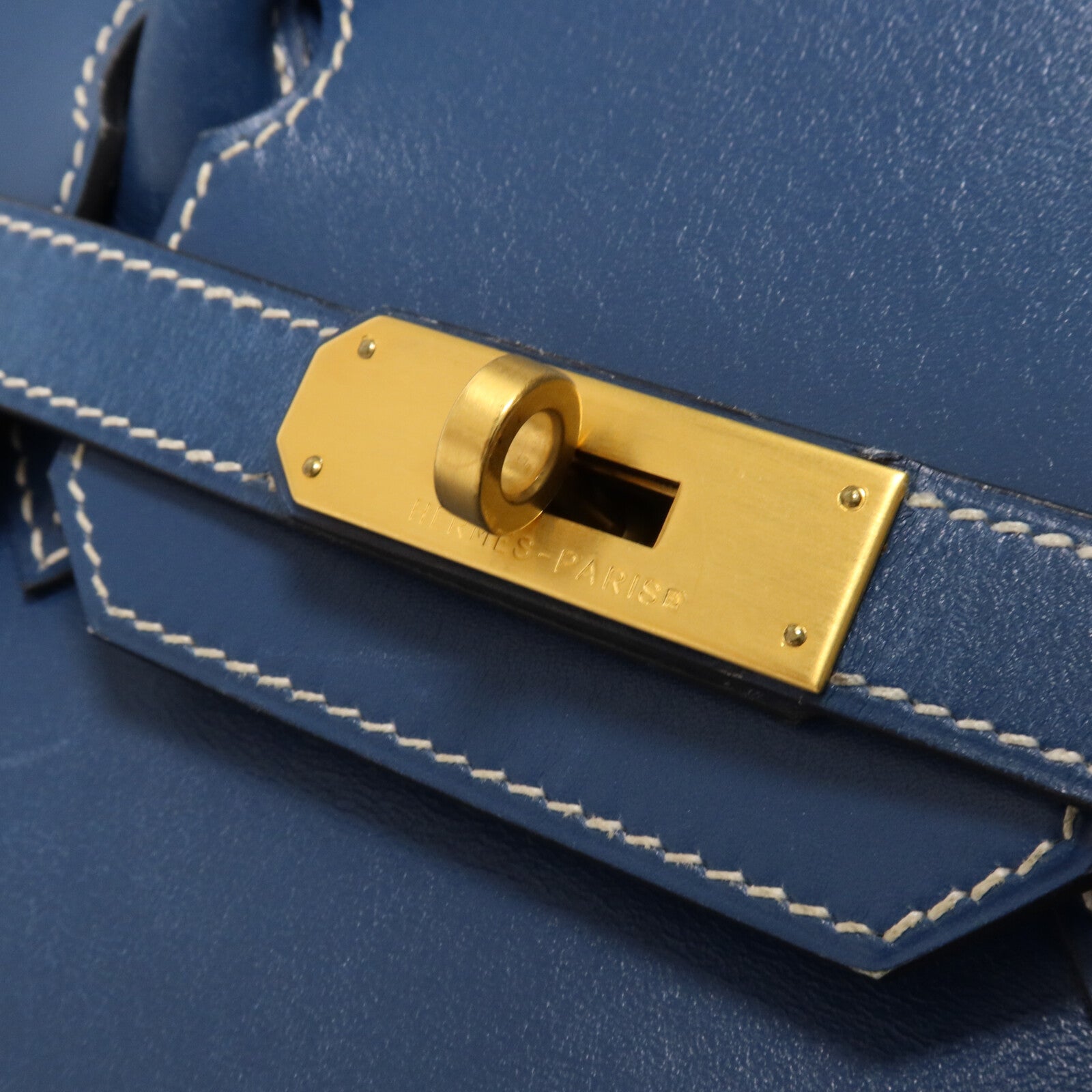HERMES Swift皮革Birkin 30手挽袋Bleu Thalassa