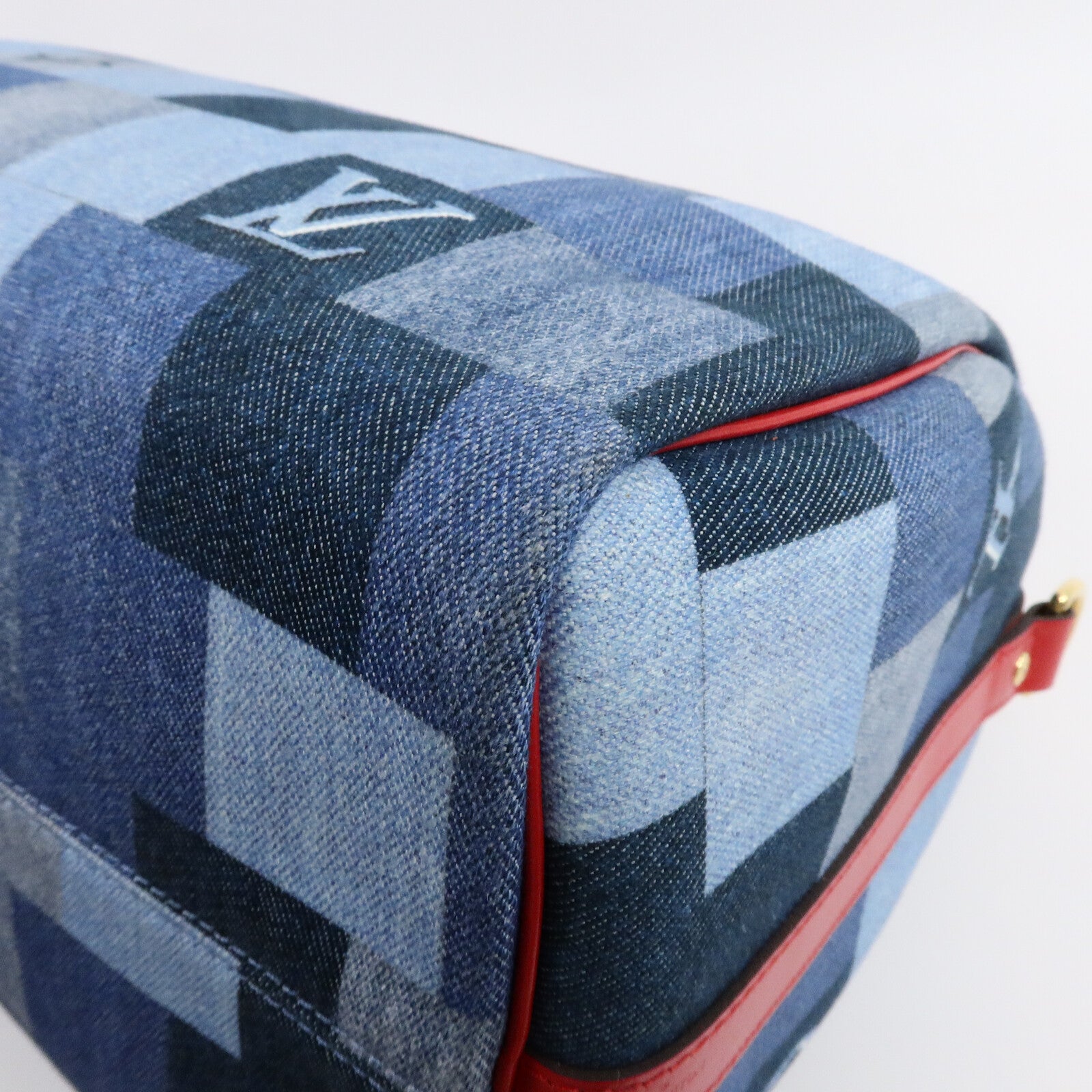 LOUIS VUITTON Monogram Denim Speedy Bandouliere 30 Square Patchwork手挽肩背兩用袋